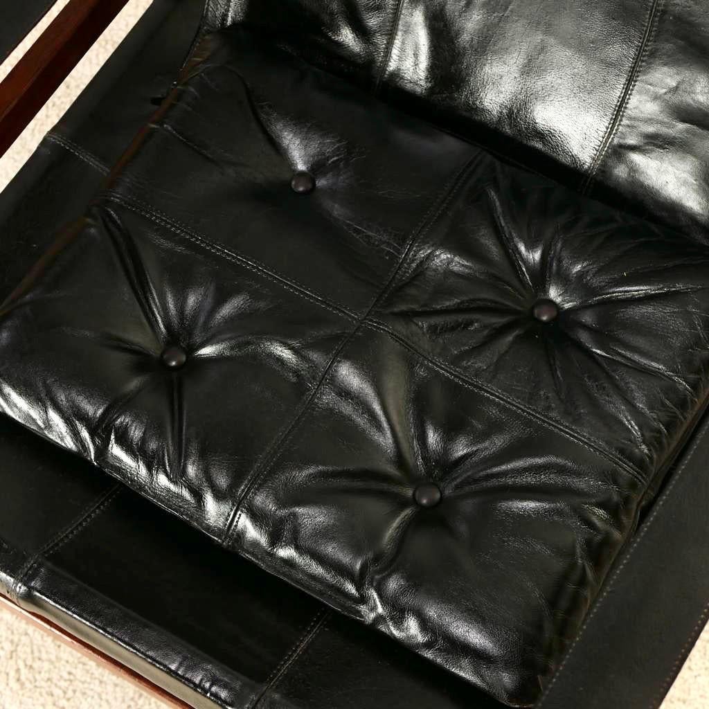 Pair of Safari leather armchairs in the style of Arne Norell, 1960s 11