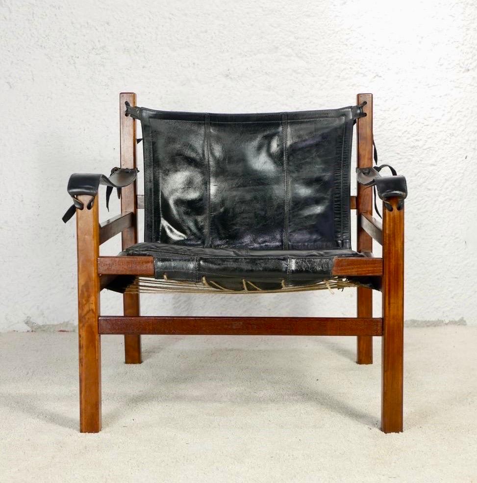 Pair of Safari leather armchairs in the style of Arne Norell, 1960s 1
