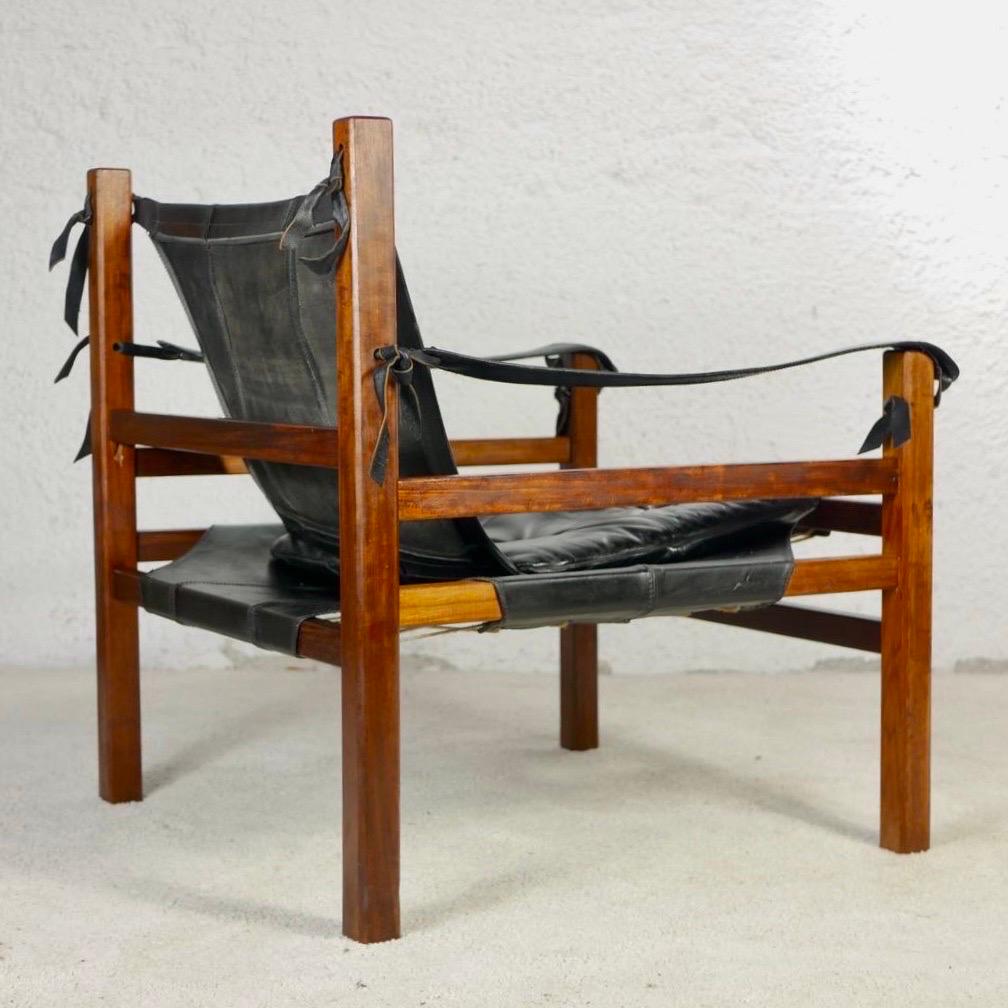 Pair of Safari leather armchairs in the style of Arne Norell, 1960s 2