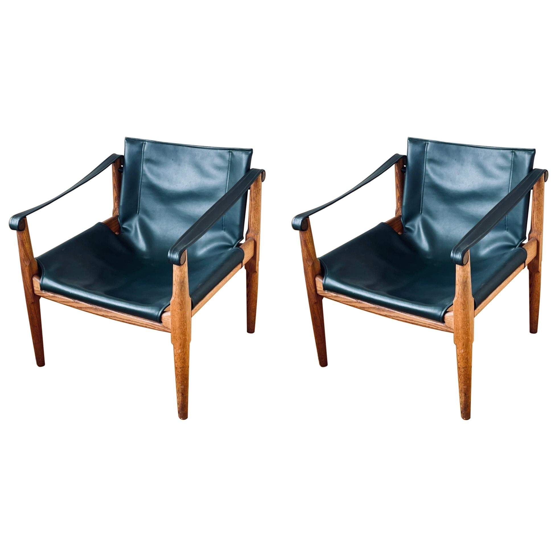 Pair of " Safari " Lounge Chairs by Douglas Heaslett