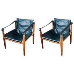 Vintage Pair of " Safari " Lounge Chairs by Douglas Heaslett
