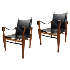 Vintage Pair of Safari Lounge chairs by Kaare Klint, Rasmussen, Denmark