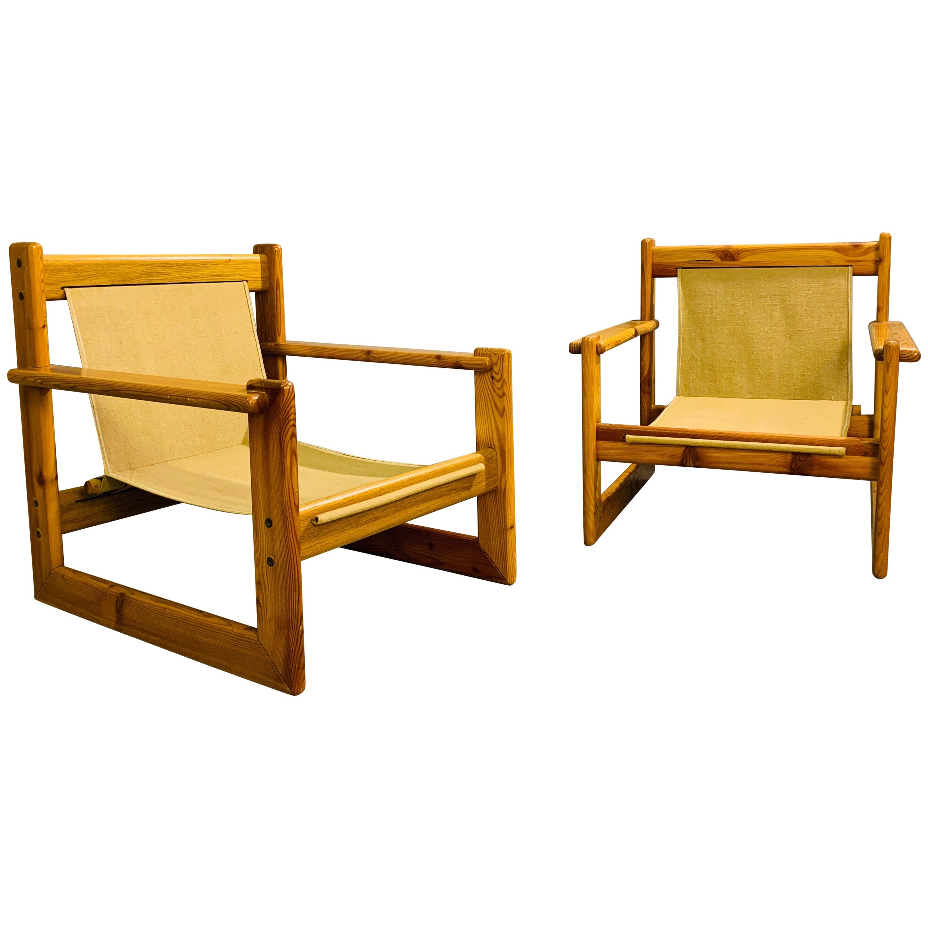 Pair of Safari Pine Armchairs