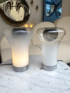 Pair of Saffo Lamps Murano Glass by Angelo Mangiarotti for Artemide, Italy, 1970
