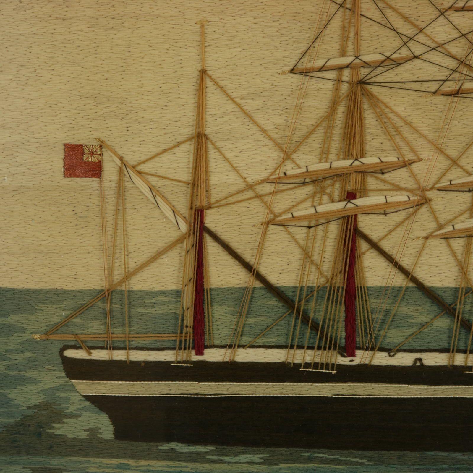 Paar Bilder von Matrosen-Wollarbeiten von Kriegsschiffen im Angebot 7