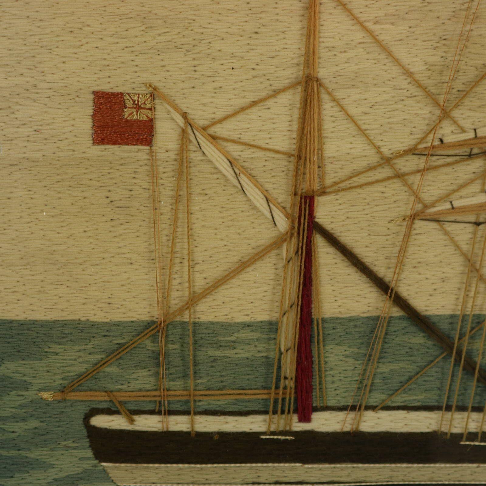 Paar Bilder von Matrosen-Wollarbeiten von Kriegsschiffen im Angebot 8