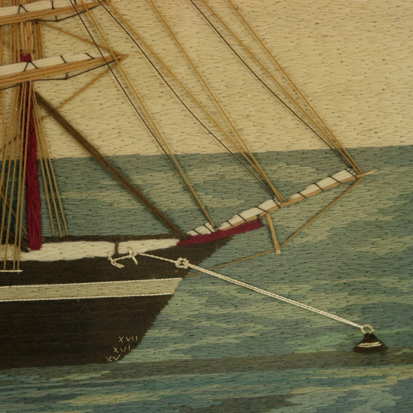 Paar Bilder von Matrosen-Wollarbeiten von Kriegsschiffen im Angebot 11