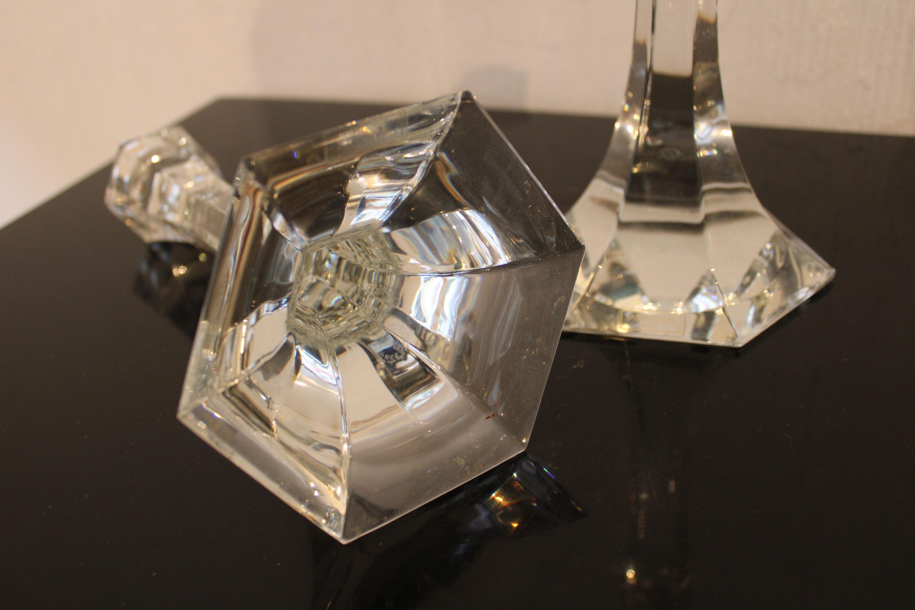 Paire de chandeliers Saint Louis en cristal, France 20ème siècle en vente 6