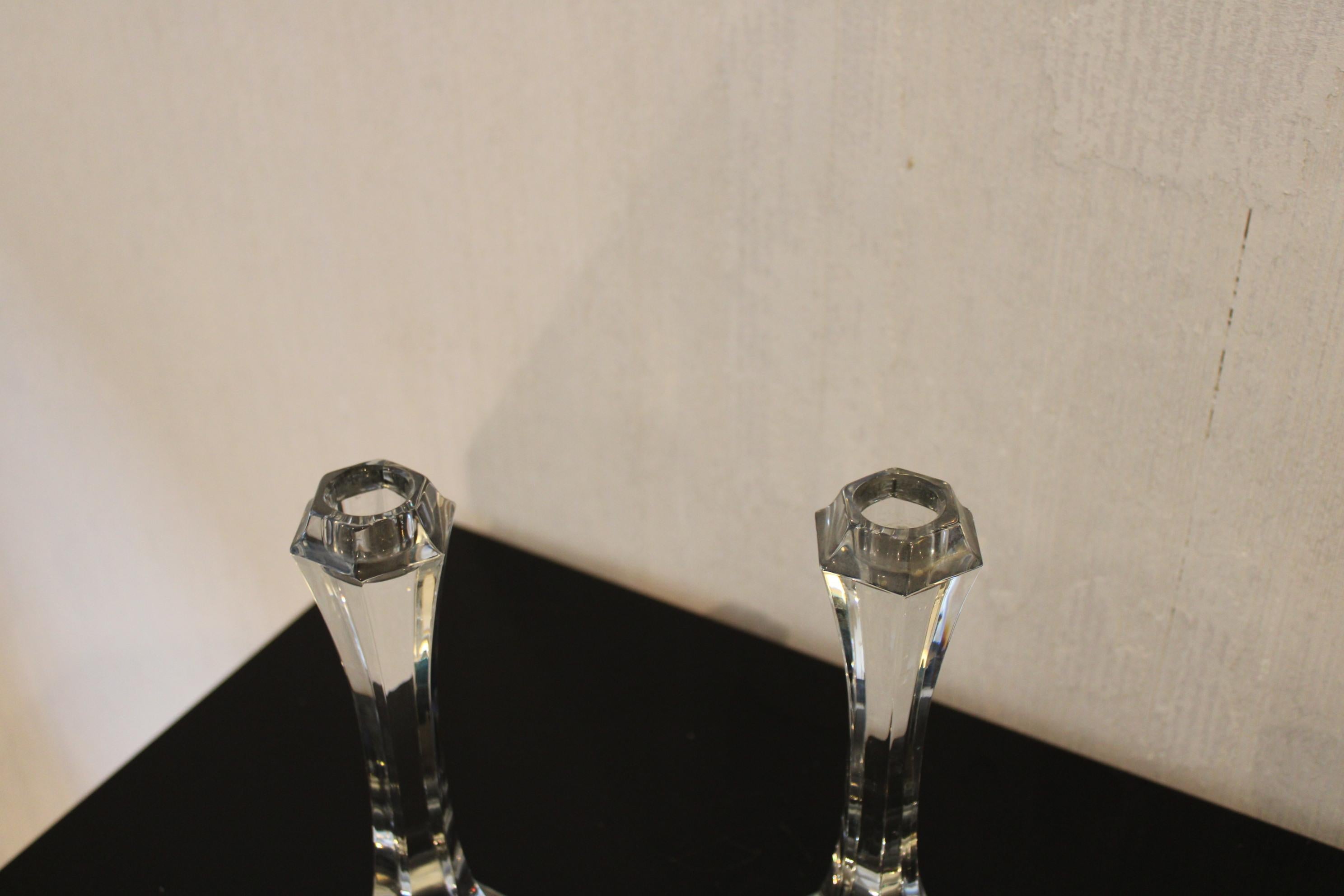 Pair of Saint Louis Crystal Candlesticks, France 20th Century For Sale 3