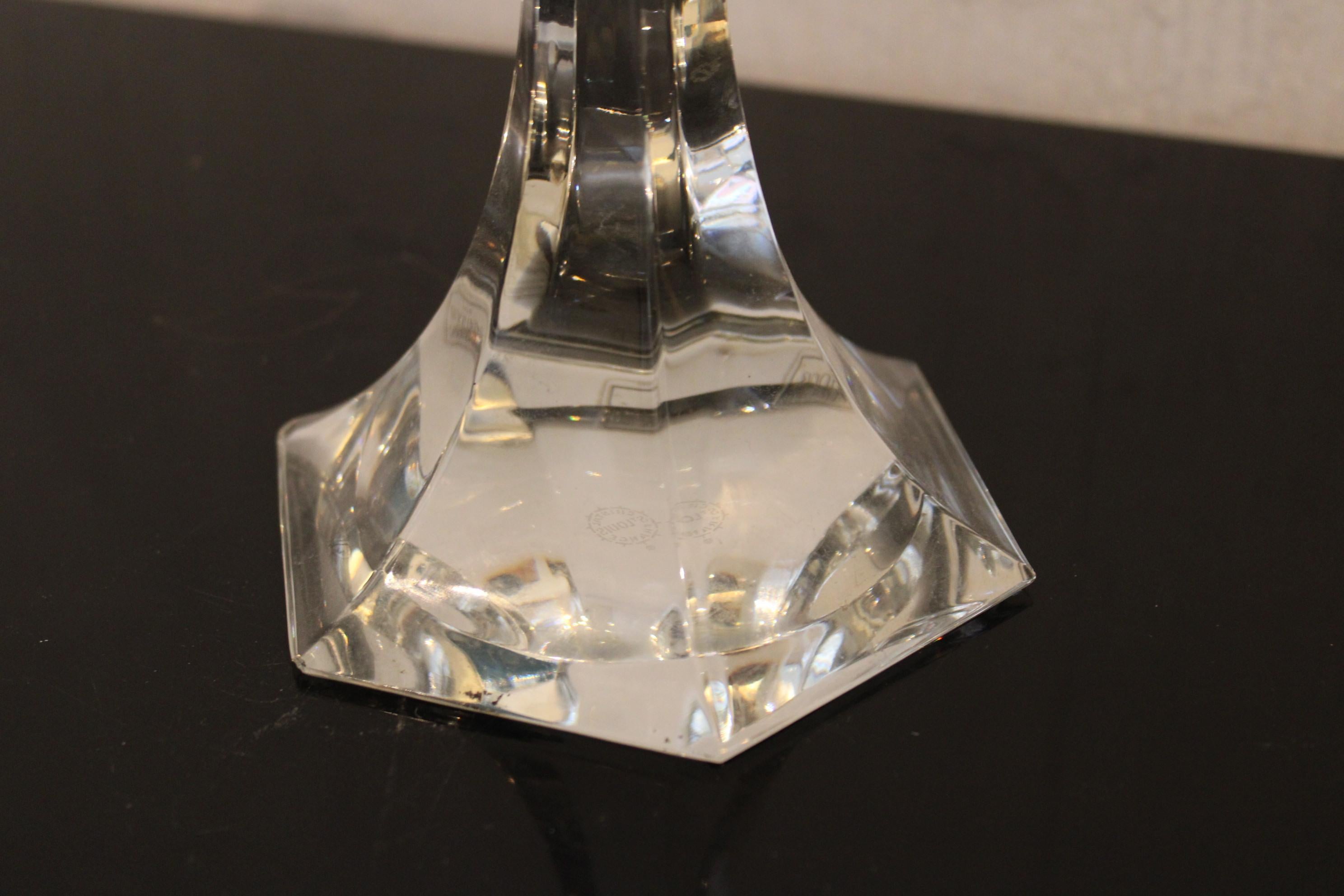 Paire de chandeliers Saint Louis en cristal, France 20ème siècle en vente 3