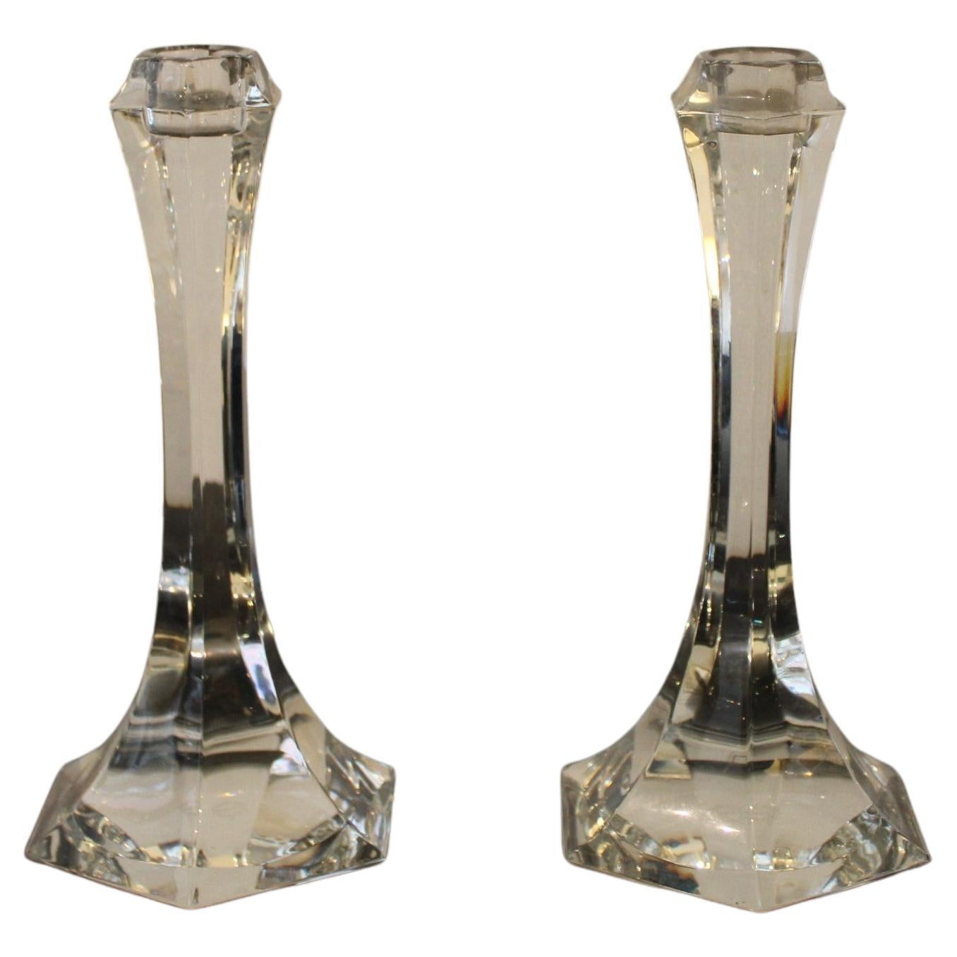 Pair of Saint Louis Crystal Candlesticks, France 20th Century For Sale