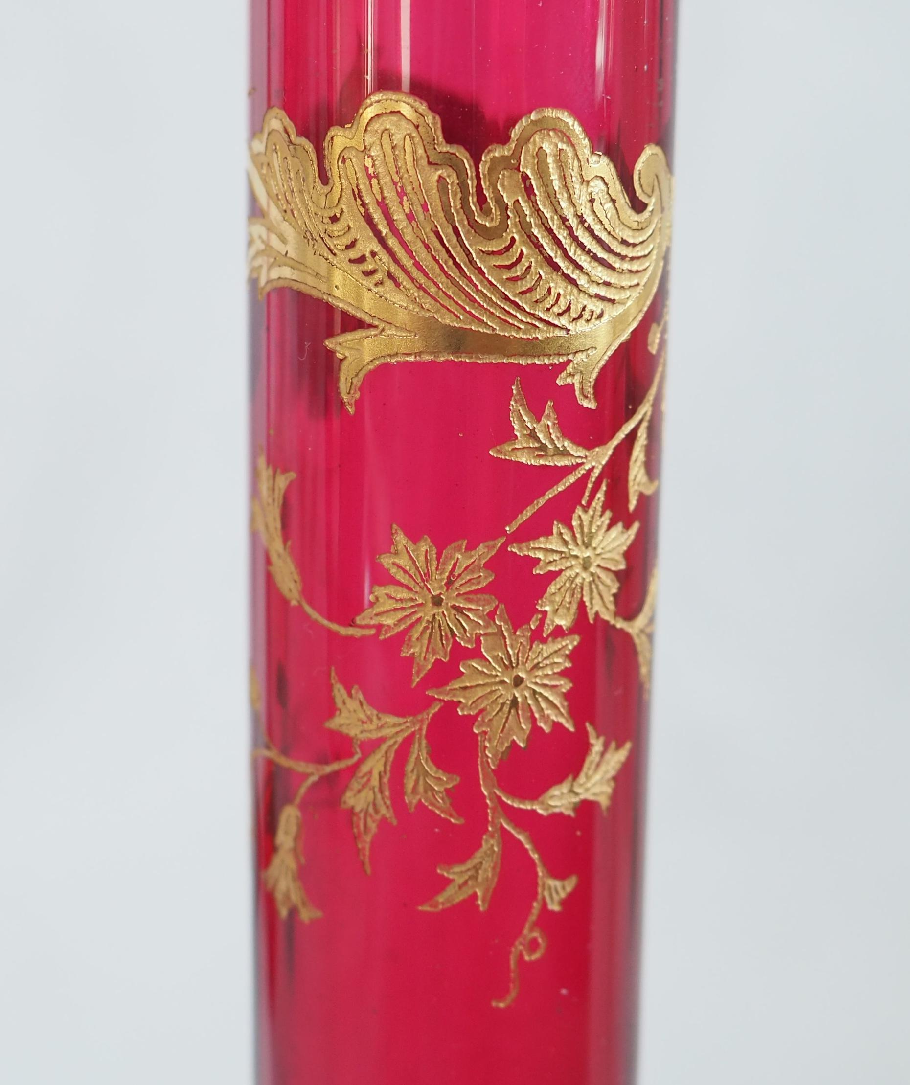 Pair of Saint Louis crystal vases, Massenet gold model For Sale 3