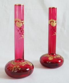 Pair of Saint Louis crystal vases, Massenet gold model