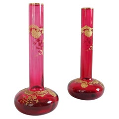 Pair of Saint Louis crystal vases, Massenet gold model