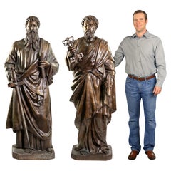Pair of Saints Peter and Paul in bronze, 151 cm high