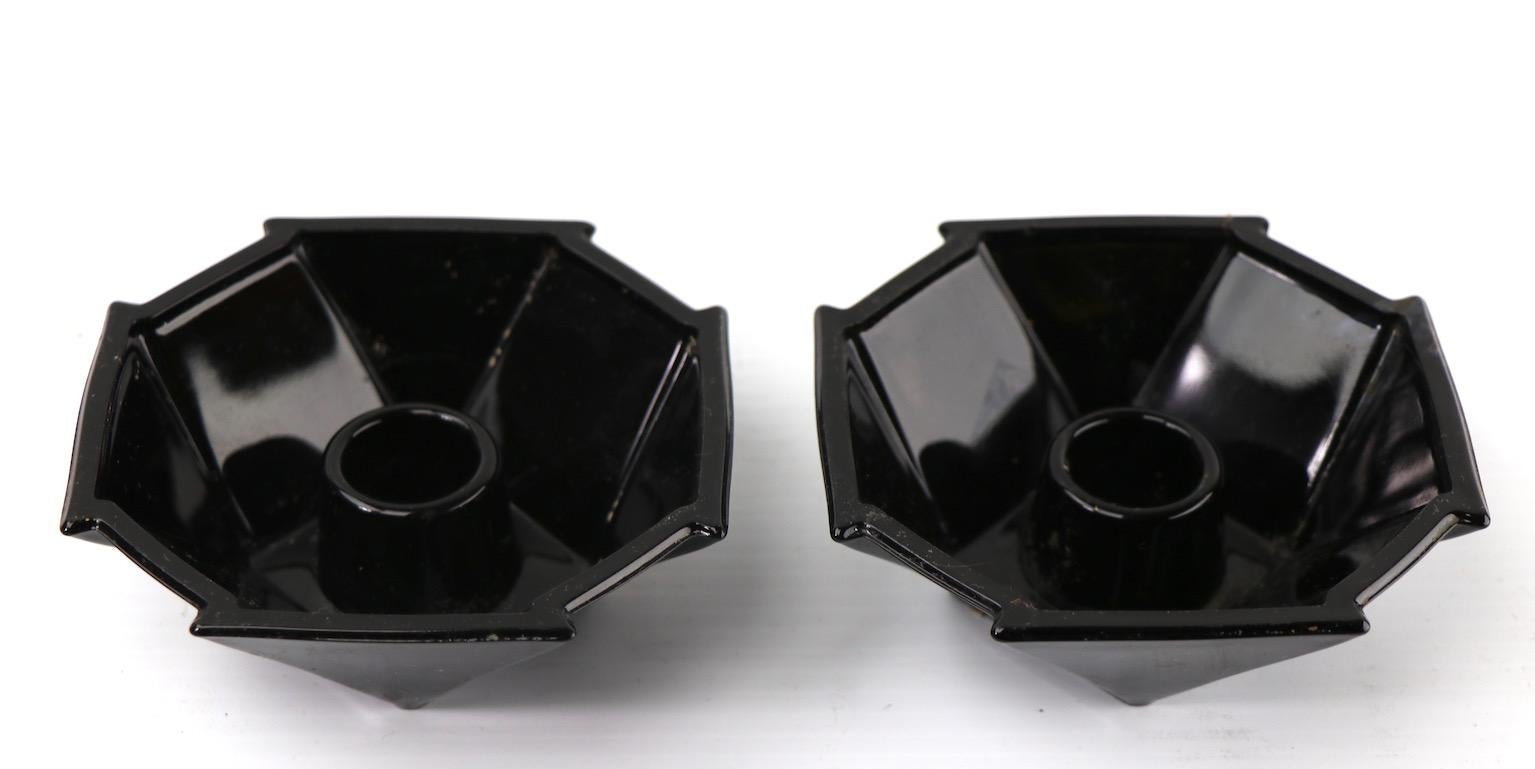 XX secolo Coppia di candelieri geometrici Sakier per Fostoria Art Deco in vendita
