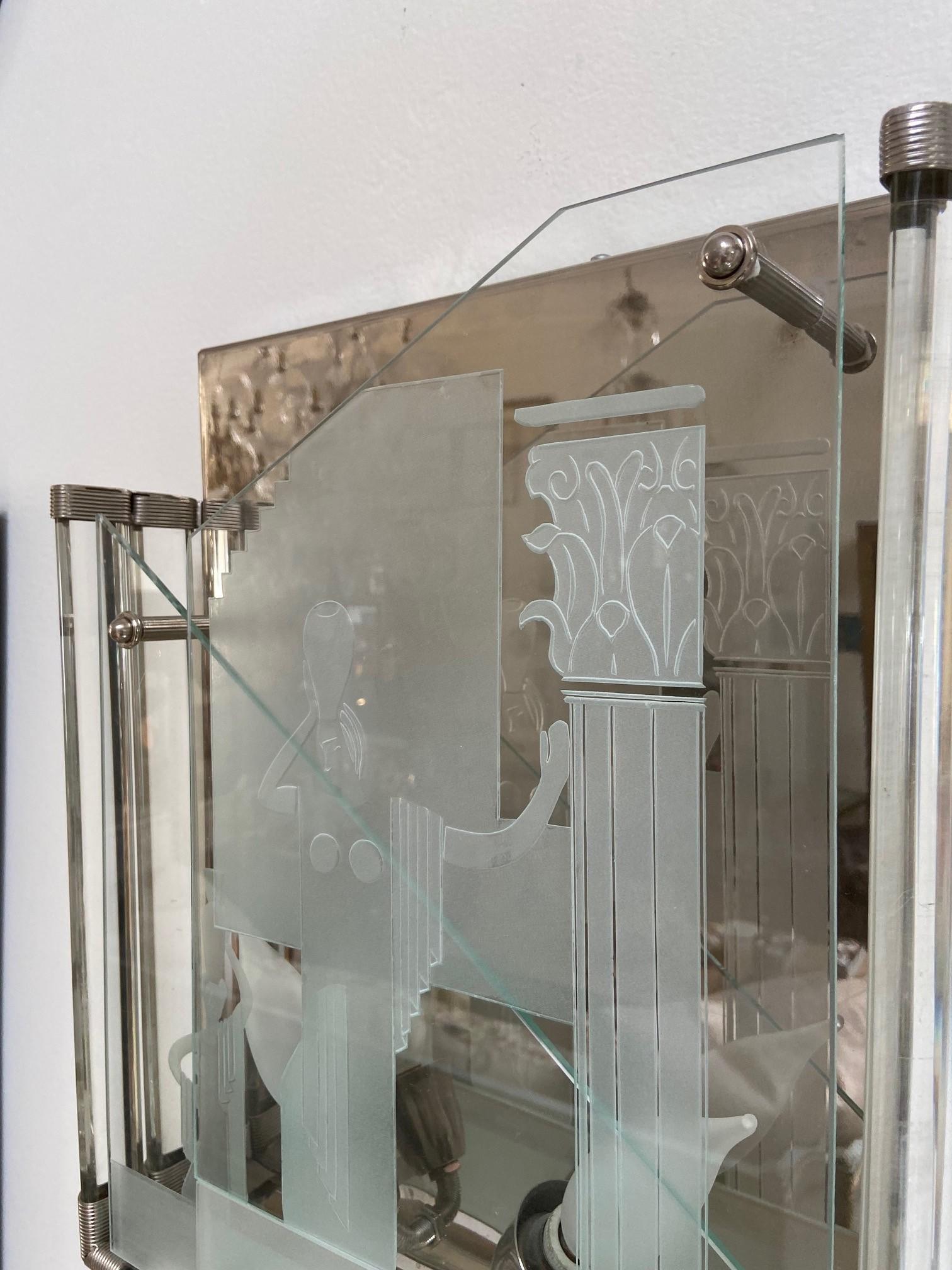 Paire d'appliques en verre de Murano de style Art Déco italien vintage S.A.L.I.R. en vente 6