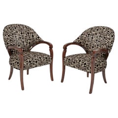 Pair of Sally Sirkin Lewis for J. Robert Scott Art Deco Macassar Arm Chairs