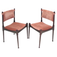 Pair of Salmon Pink Velvet Side Chairs Ascribable to Silvio Coppola, Italy