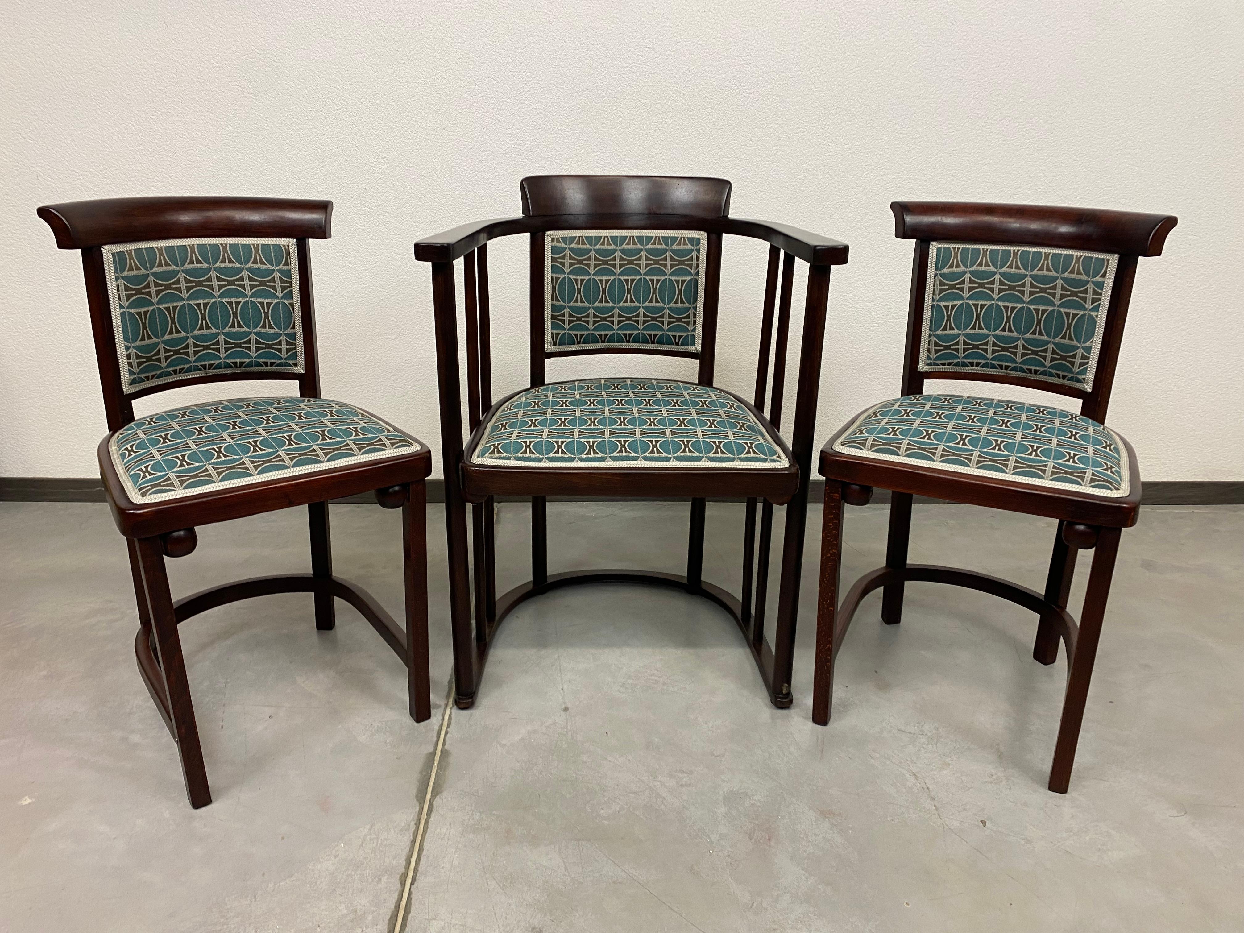 Vienna Secession Pair of Salon Chair No.423 by Josef Hoffmann for J&J Kohn For Sale