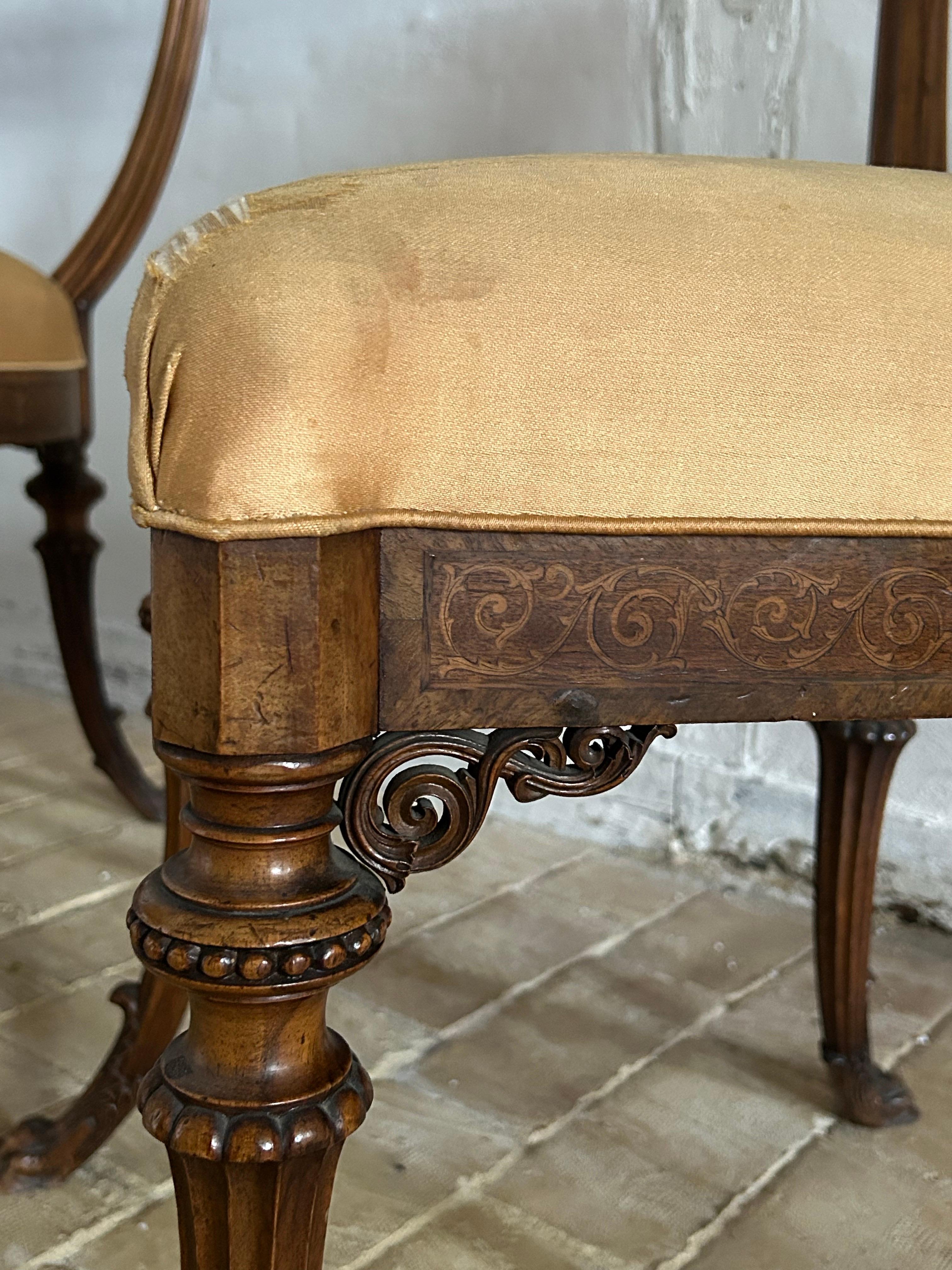 Fabric Pair of Salon Chairs by Architect Vilhelm Dahlerup Denmark, c. 1870–1890 For Sale