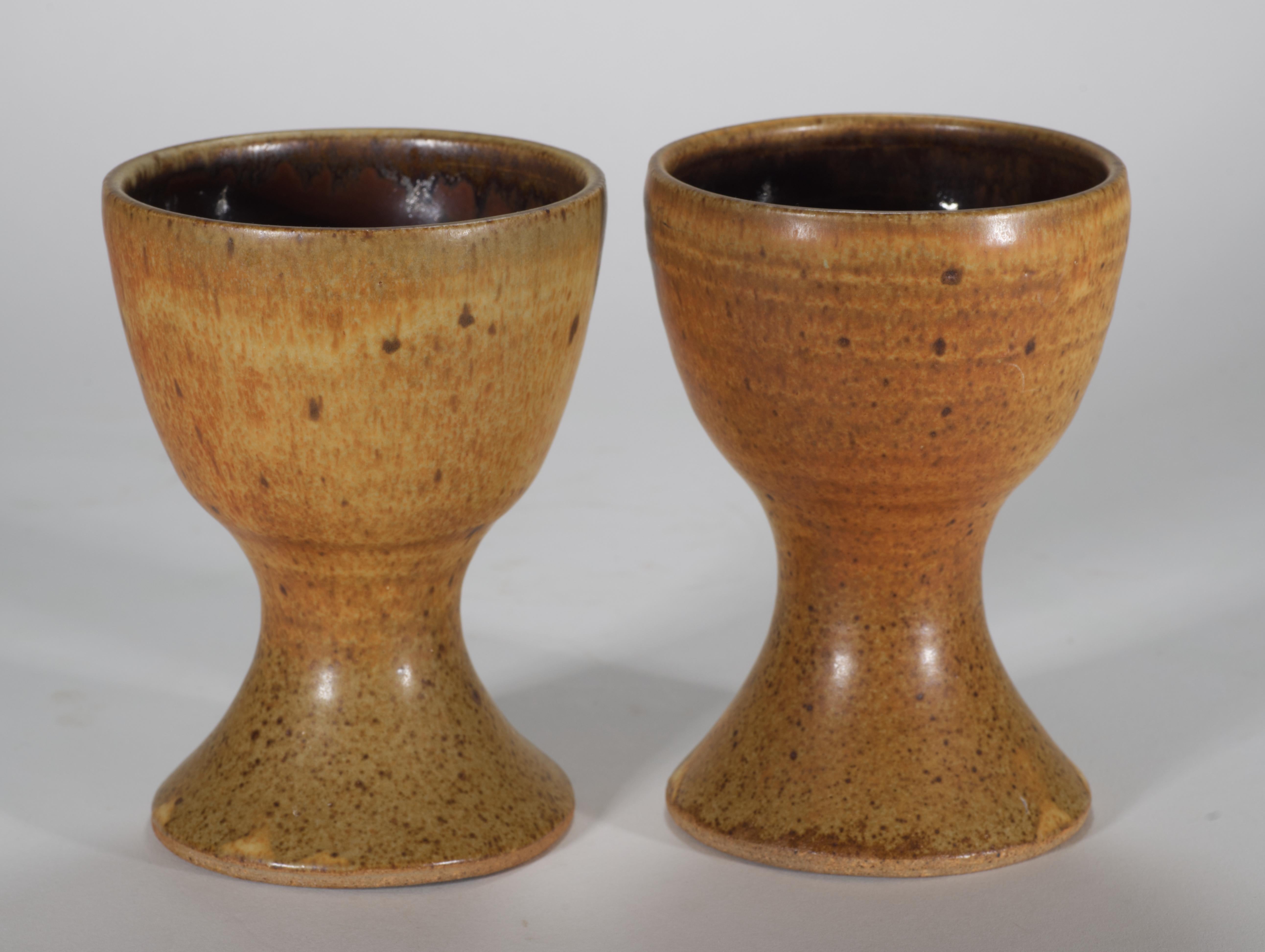 Organico moderno Coppia di calici o bicchieri con smalto salato, Studio Pottery americano in vendita