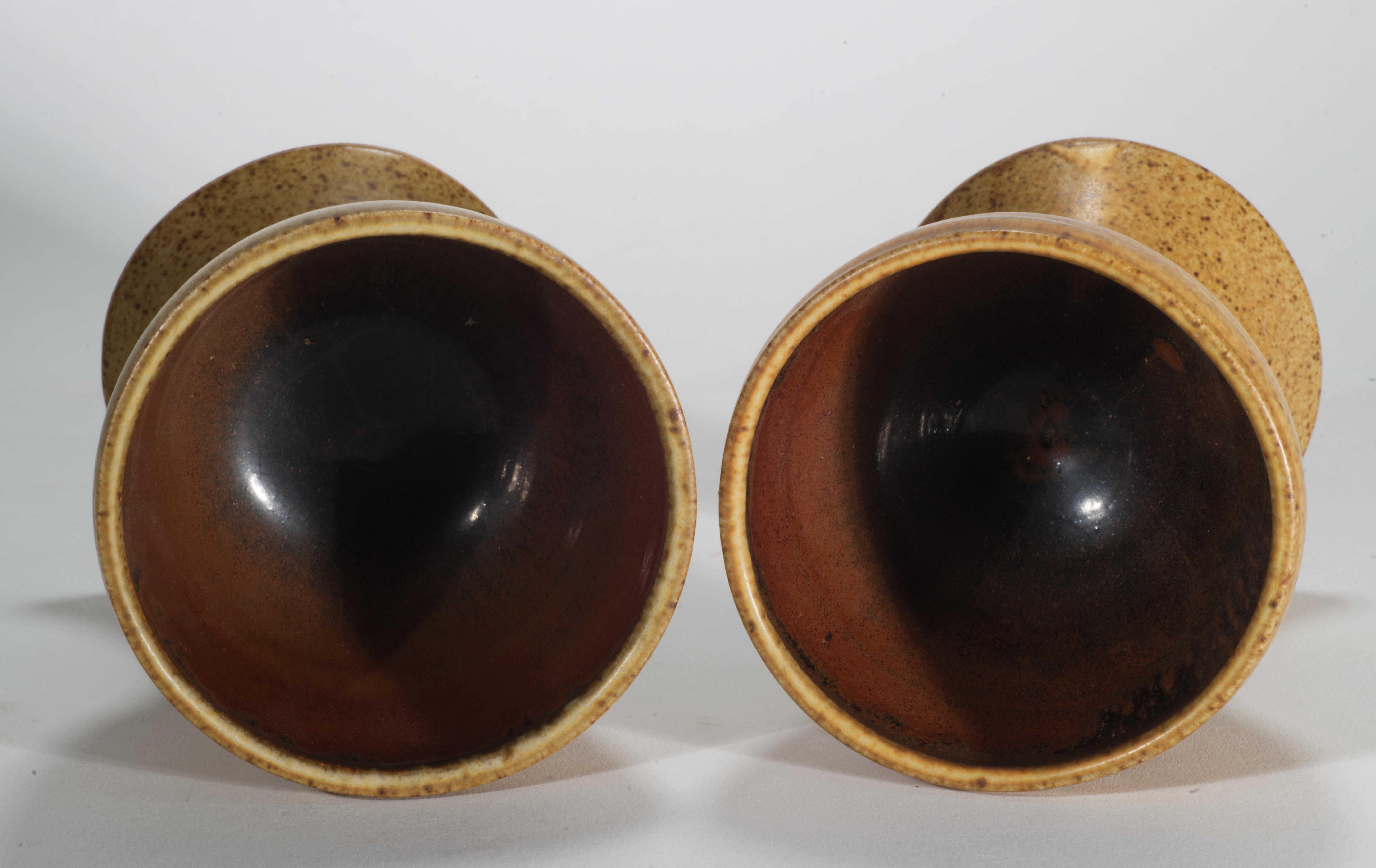 Smaltato Coppia di calici o bicchieri con smalto salato, Studio Pottery americano in vendita