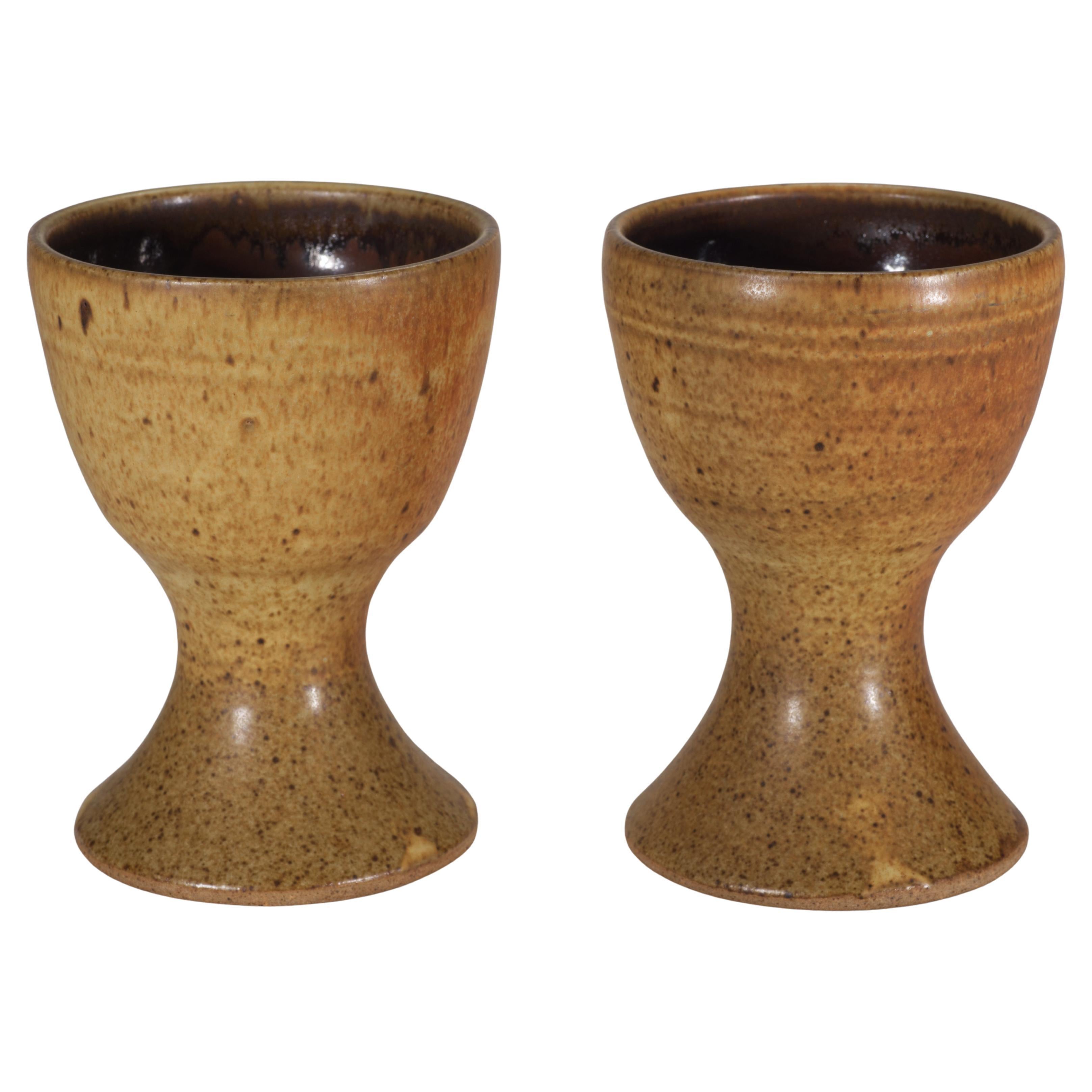 Coppia di calici o bicchieri con smalto salato, Studio Pottery americano in vendita