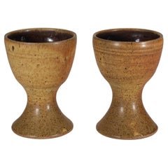 Pair of Salt Glaze Goblets or Glasses, American Art Studio Pottery