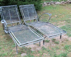 Pair of Salterini Chaise Lounges with Side Table