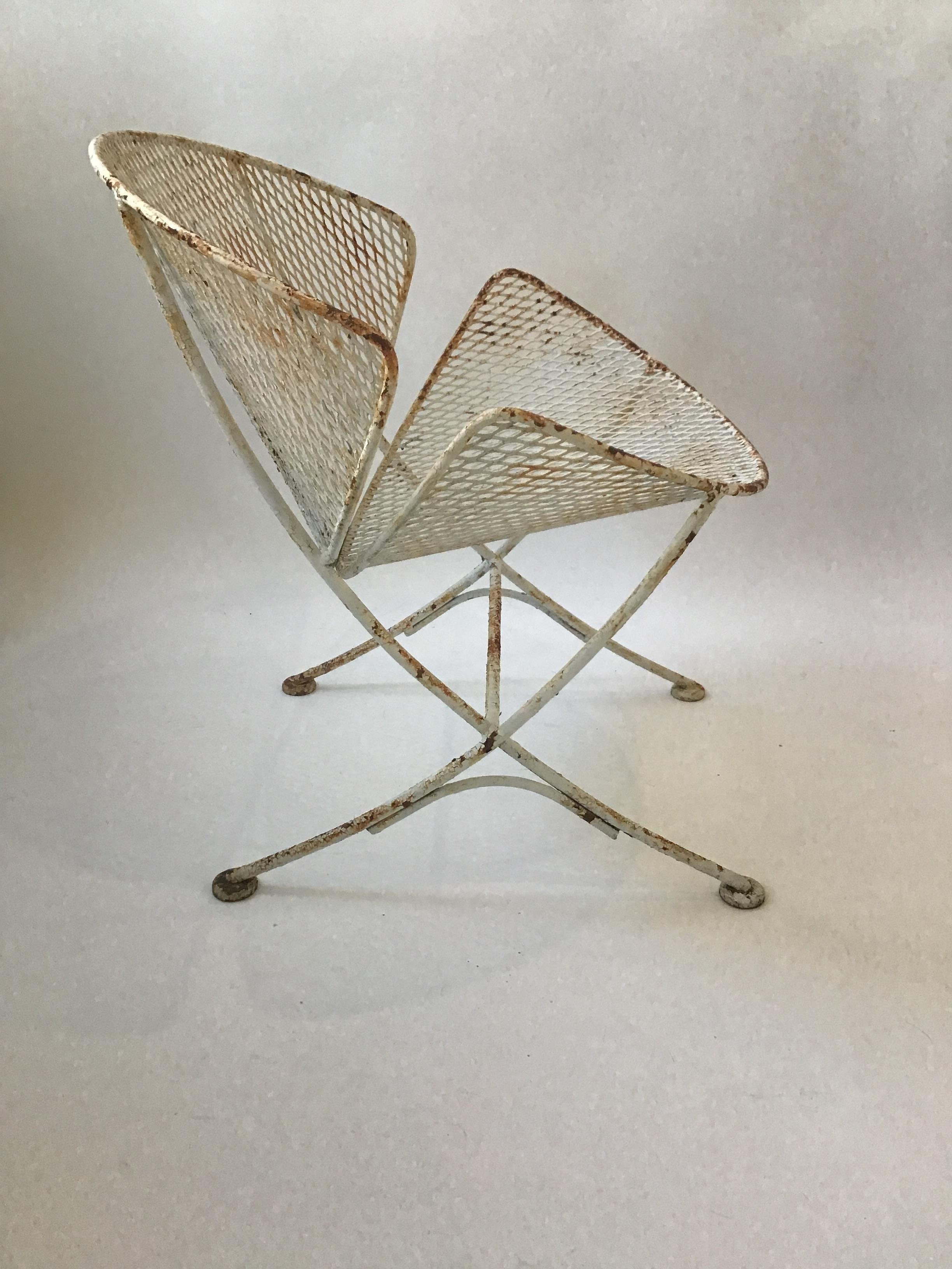 Iron Pair Clam Shell Chairs By Tempestini For Salterini For Sale