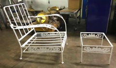 Pair of Salterini Grape Vine Lounge Chairs and Ottoman Frames in White