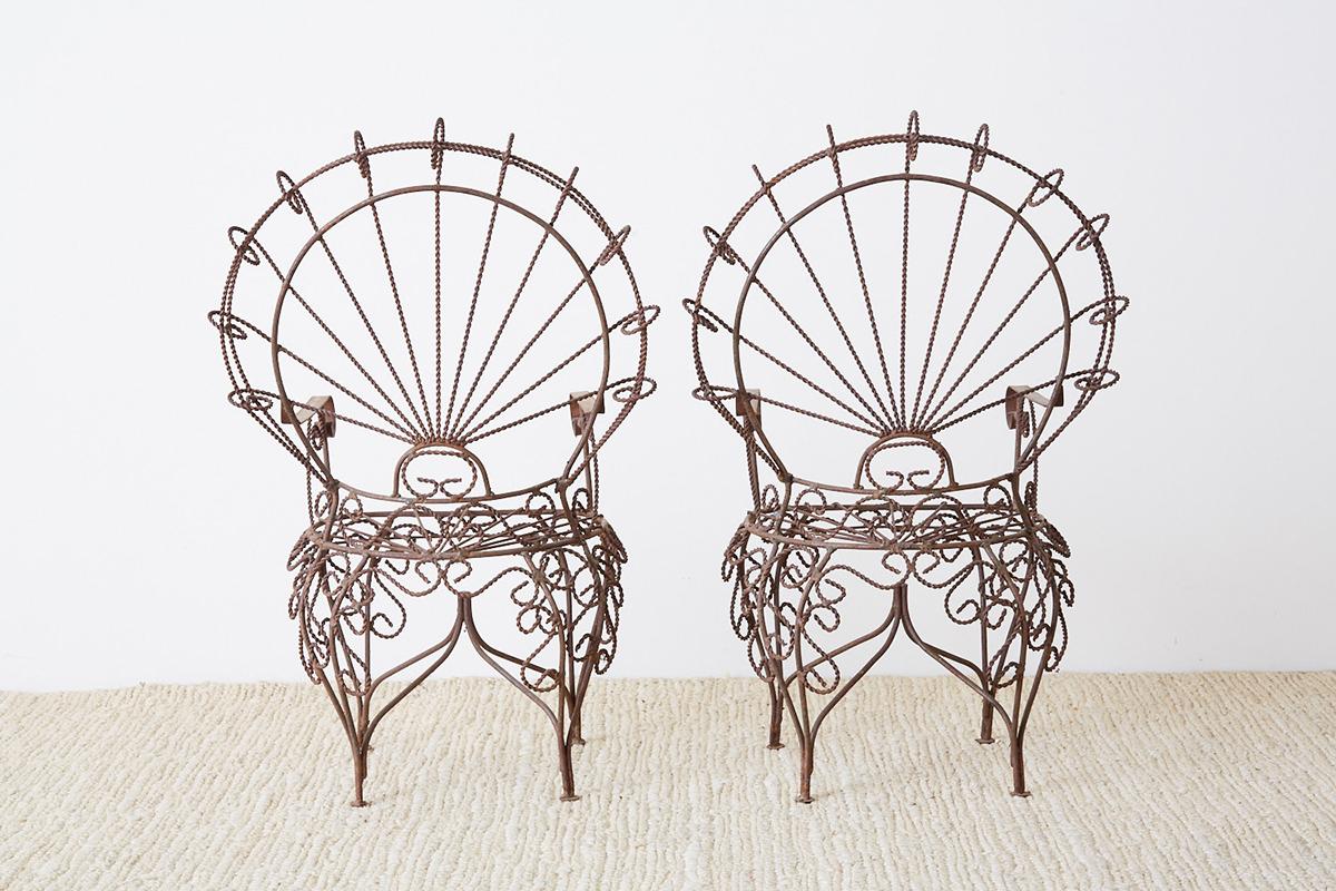 Pair of Salterini Iron Peacock Salesman Sample Chairs For Sale 5