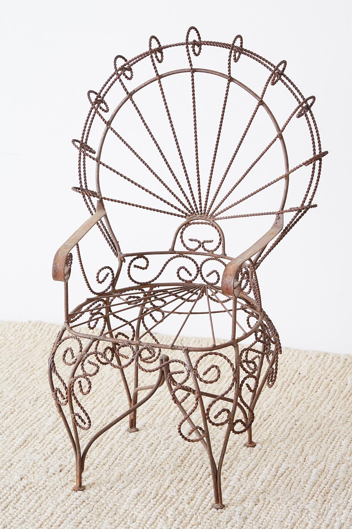 wrought iron peacock chair