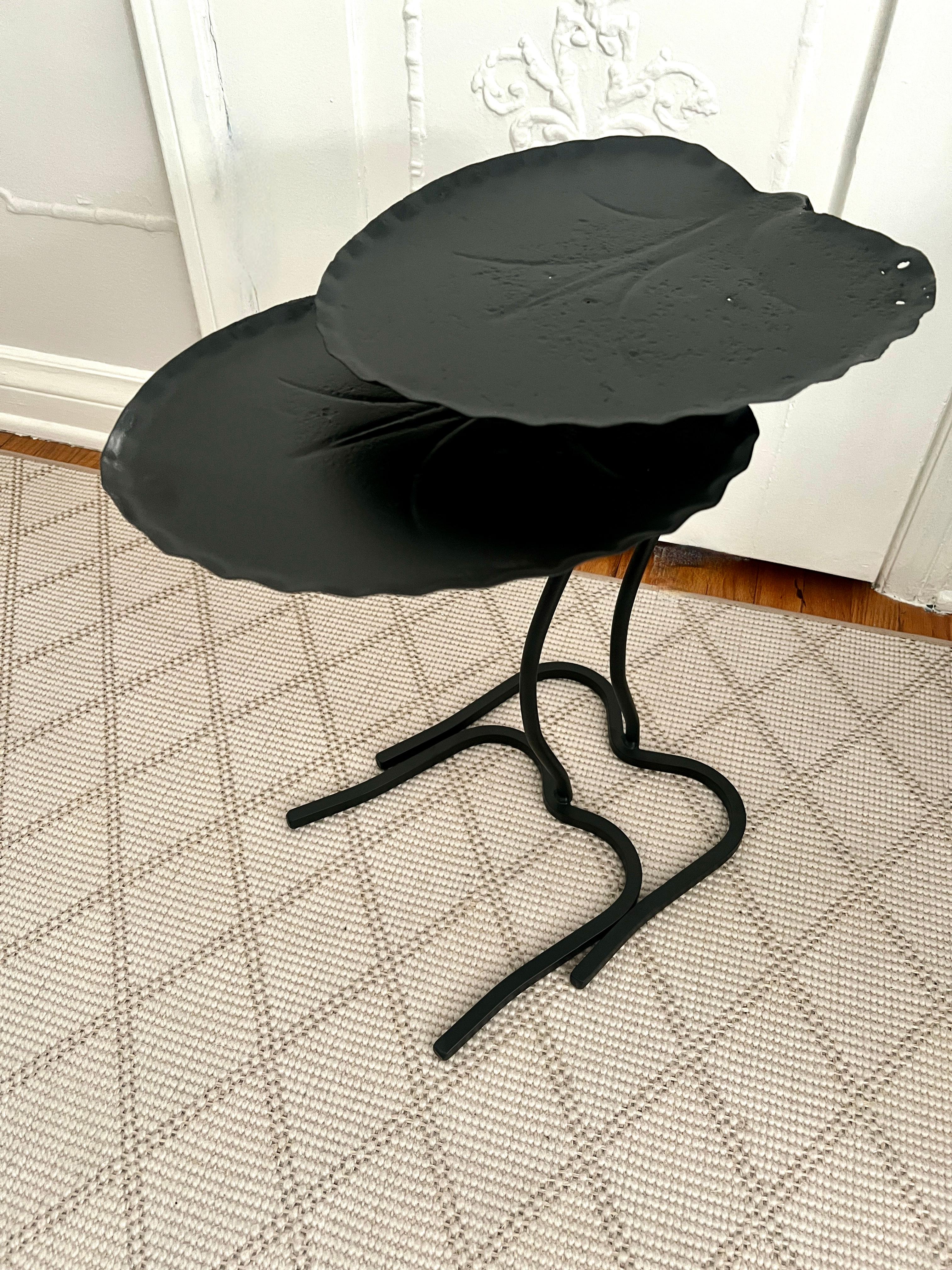 Powder-Coated Pair of Salterini Lily Nesting table in Black Designed by Maurizio Tempestini