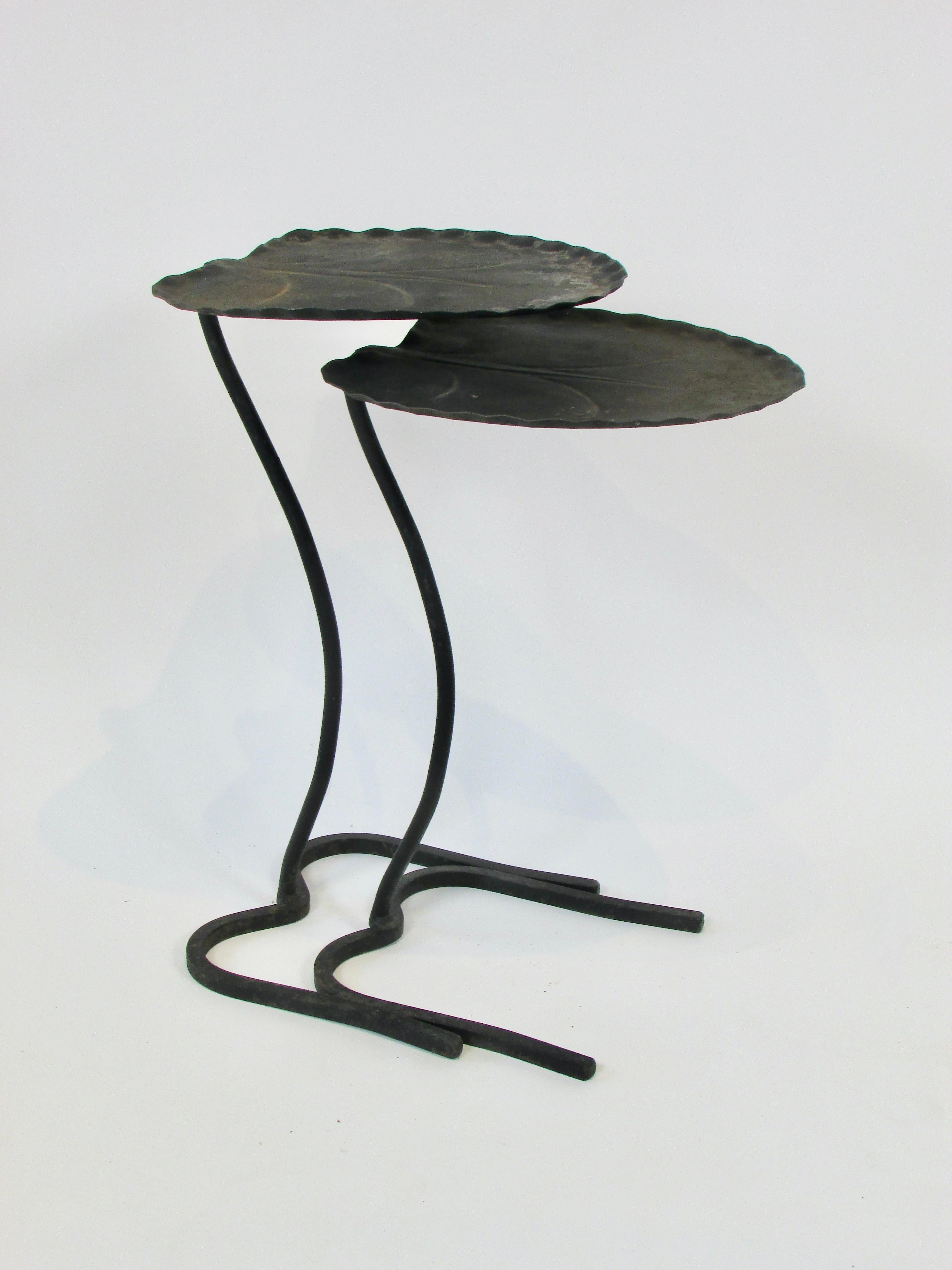 Lacquered Pair of Salterini Lily pad petal nesting tables
