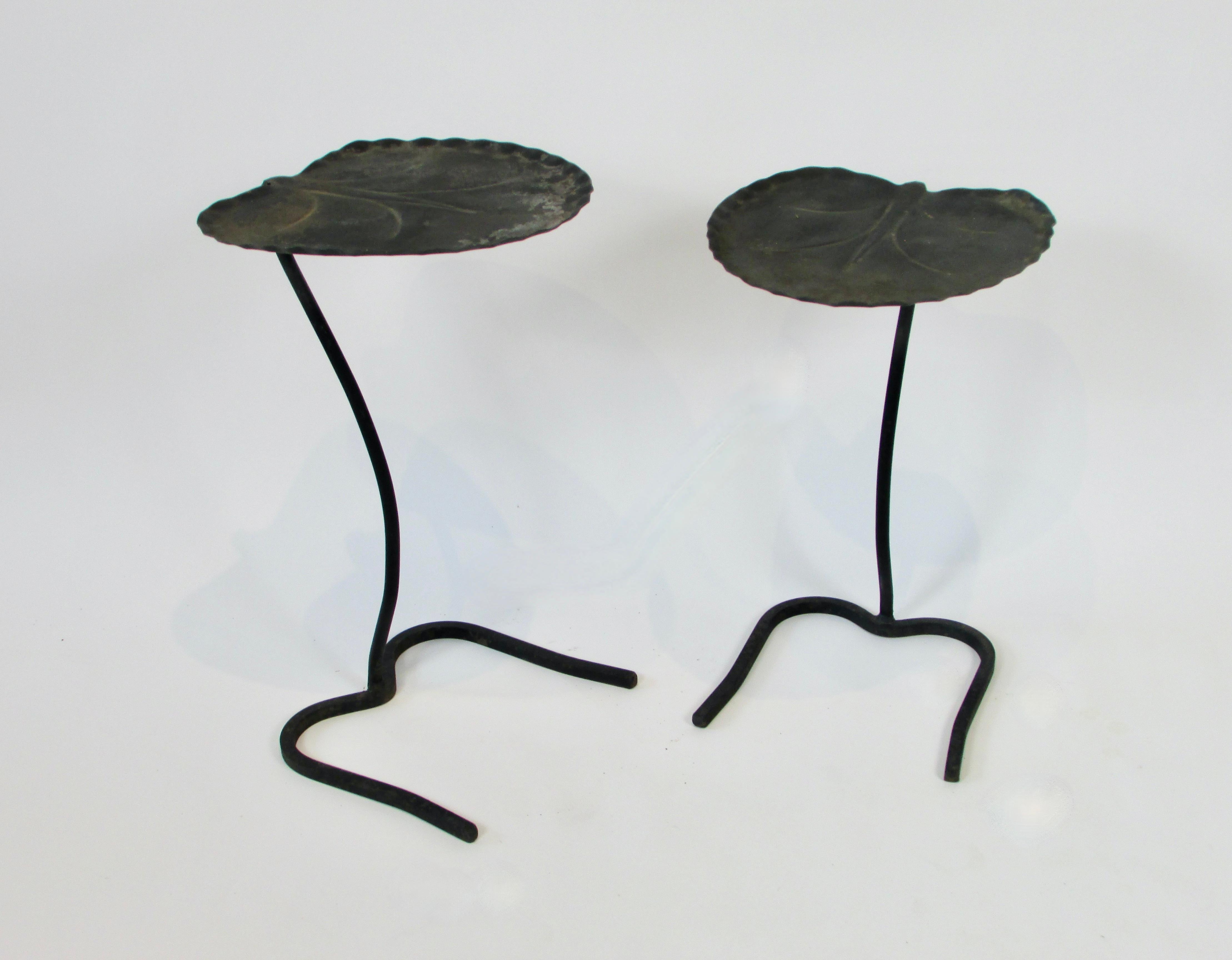 Steel Pair of Salterini Lily pad petal nesting tables