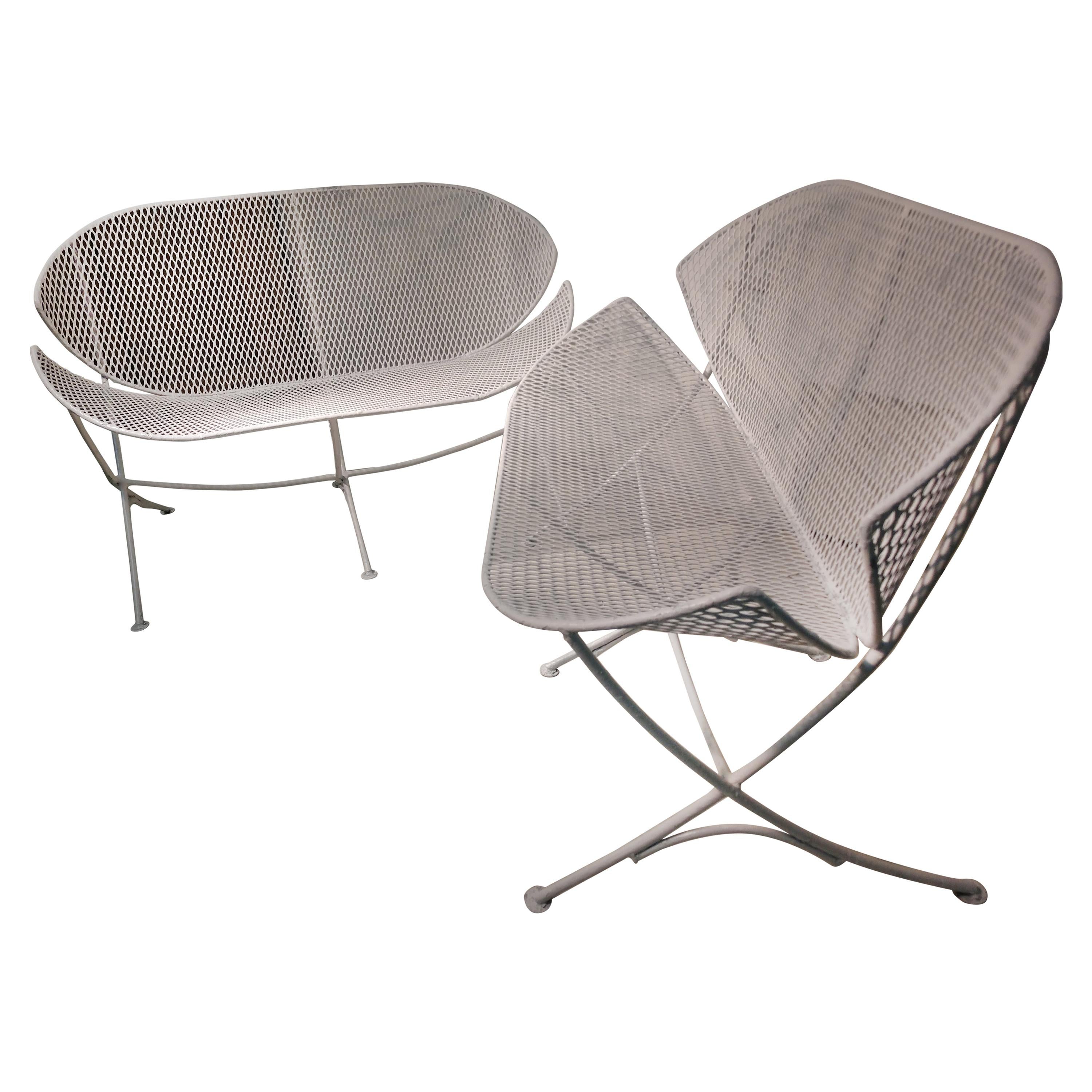 Pair of Salterini Mid Century Orange Slice Garden Settees Maurizio
