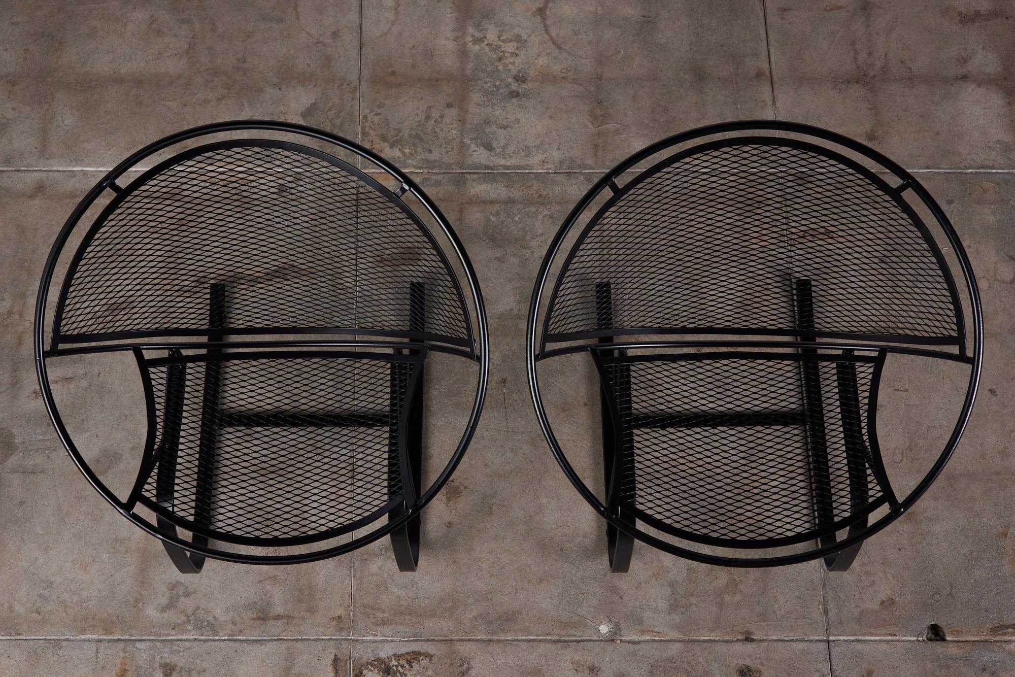 Wrought Iron Pair of Salterini “Radar” Rocking Chairs by Maurizio Tempestini