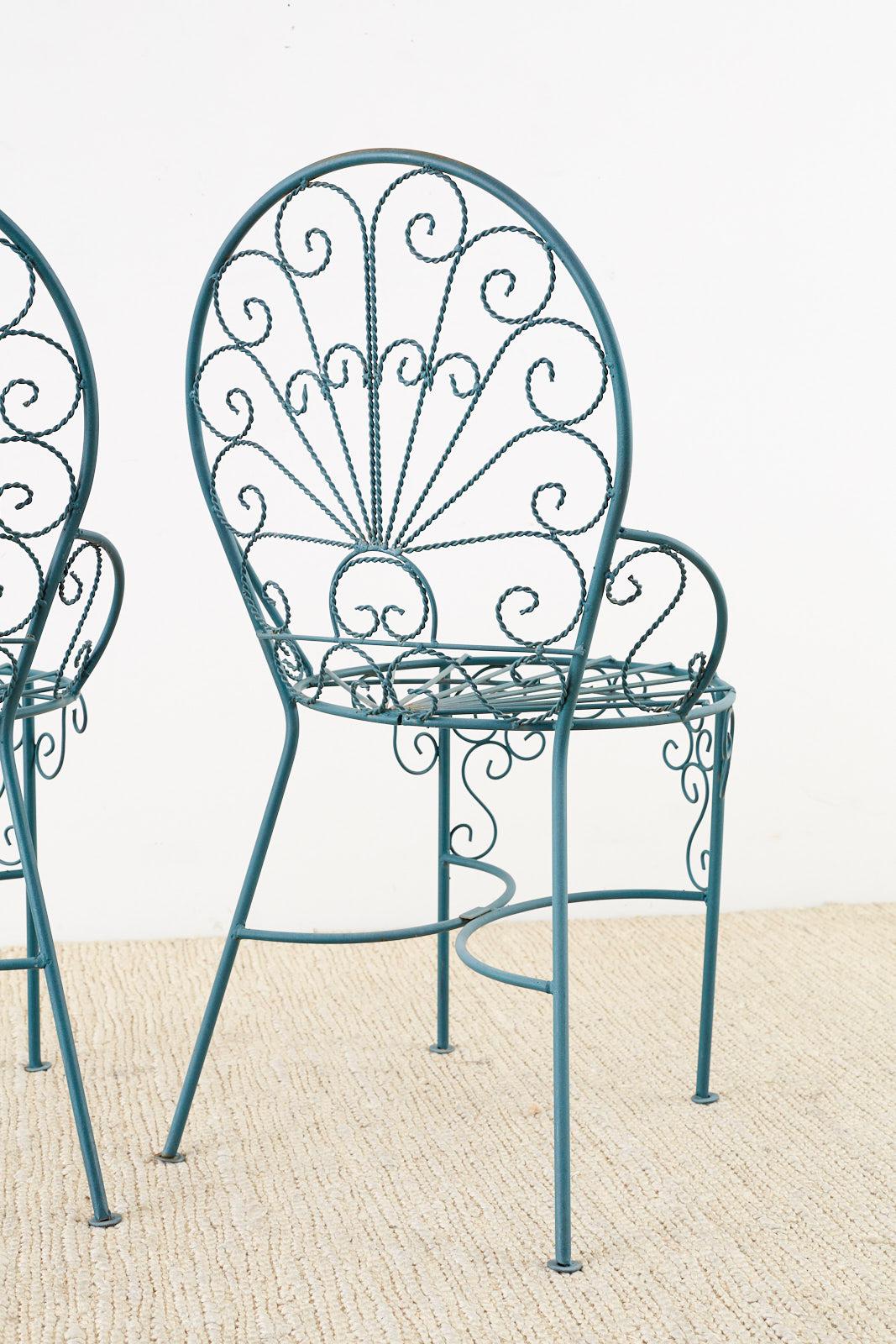 Pair of Salterini Style Iron Garden Patio Chairs 8