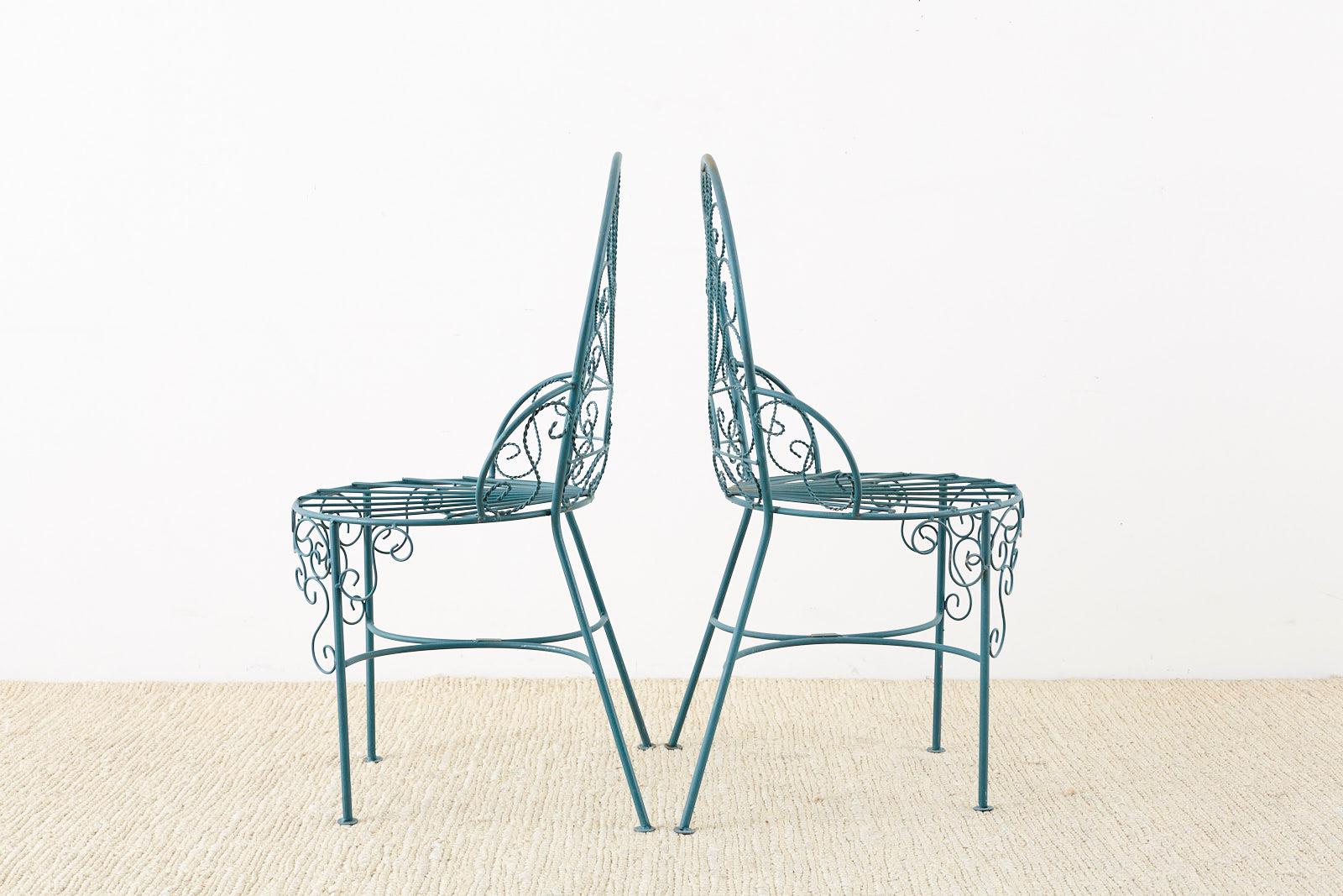 Pair of Salterini Style Iron Garden Patio Chairs 9