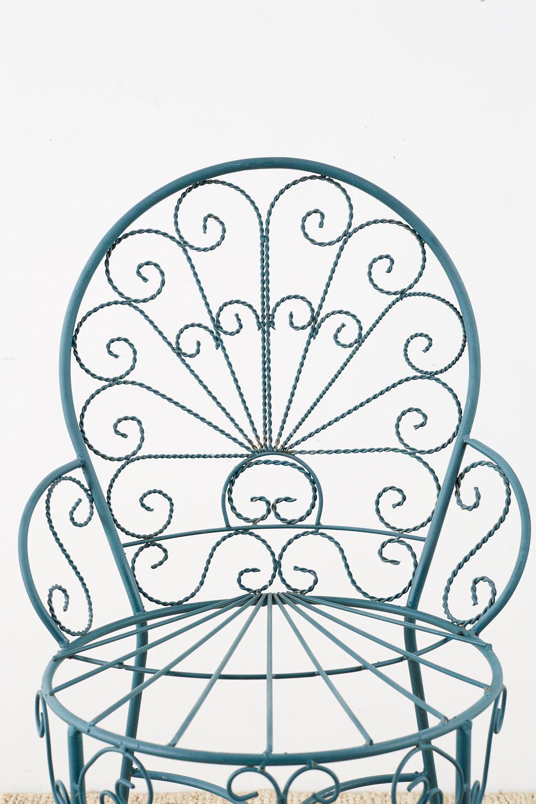 American Pair of Salterini Style Iron Garden Patio Chairs