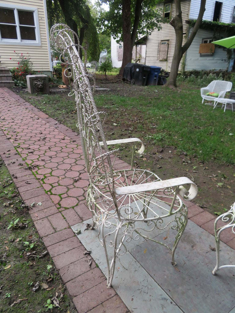 Pair of Salterini Style Wrought Iron Fan Back Peacock ...