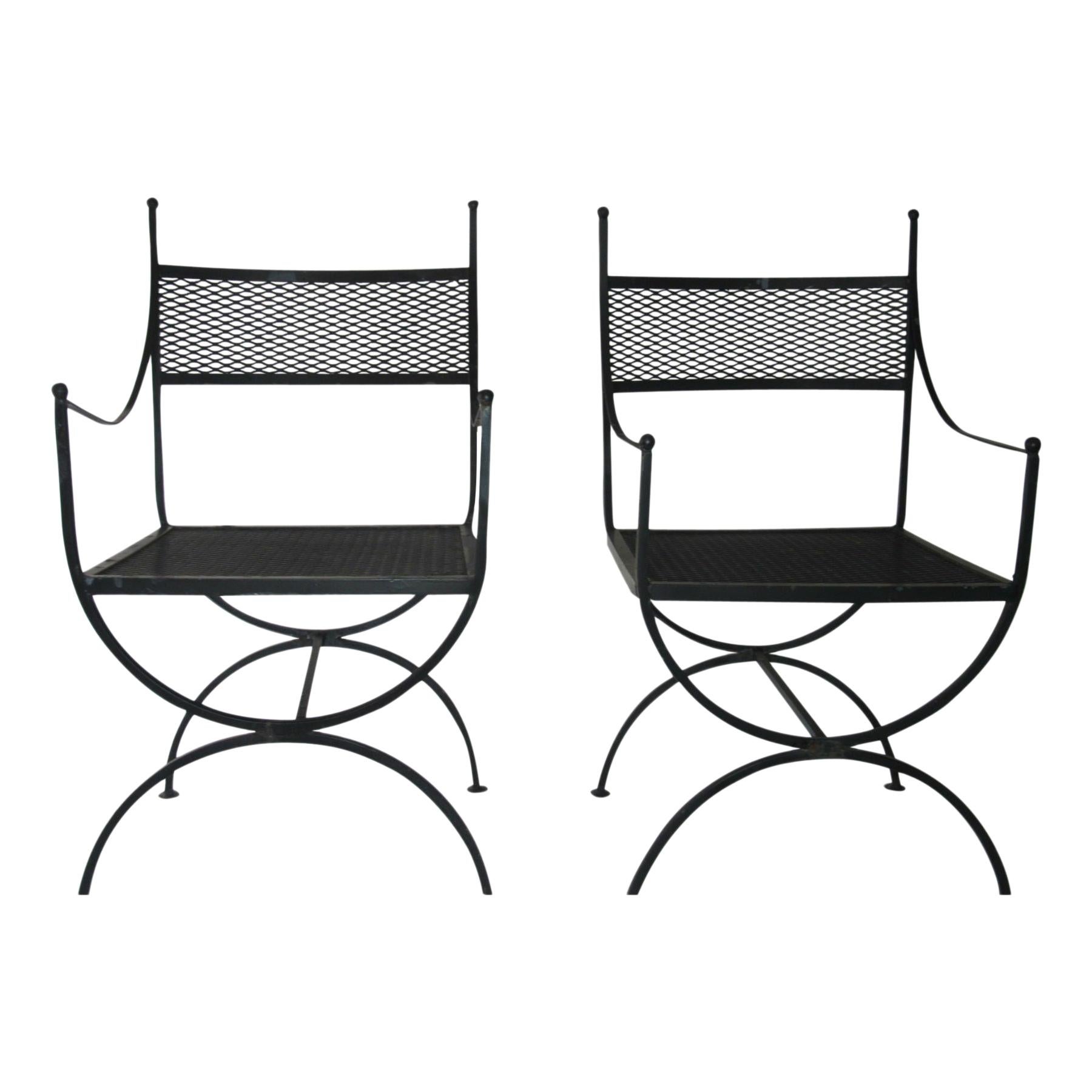 Pair of MidCentury Modern John Salterini Palm Wrought Iron Patio