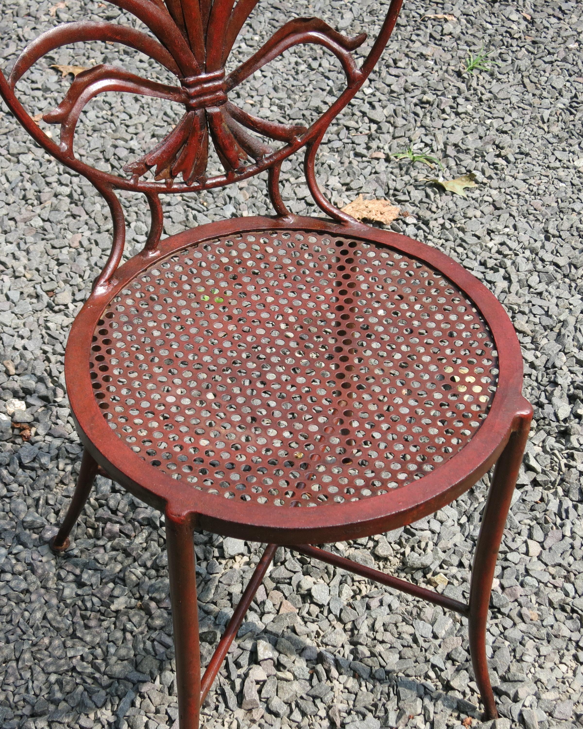 Mid-20th Century Pair of Salvadori Wheat Back Iron Chairs Italian Chairs For Sale