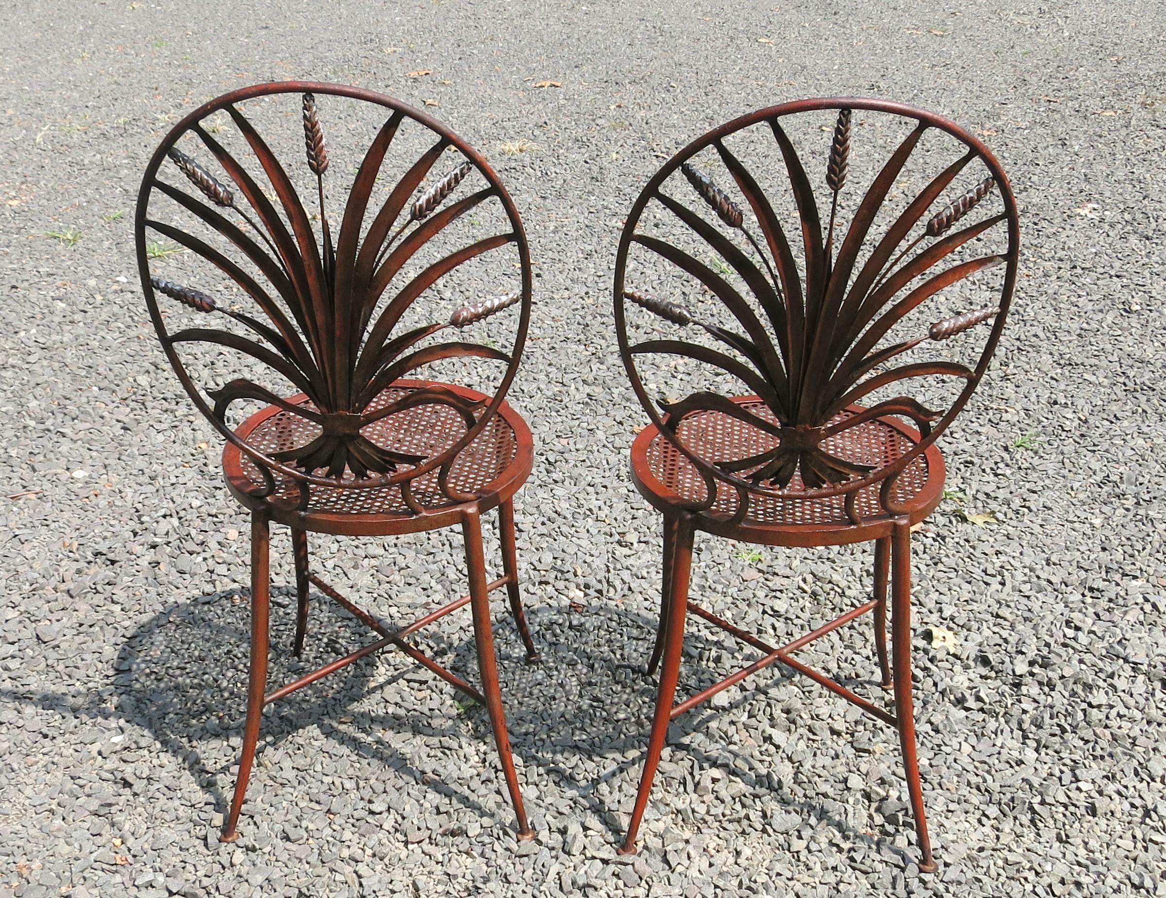 Pair of Salvadori Wheat Back Iron Chairs Italian Chairs For Sale 2