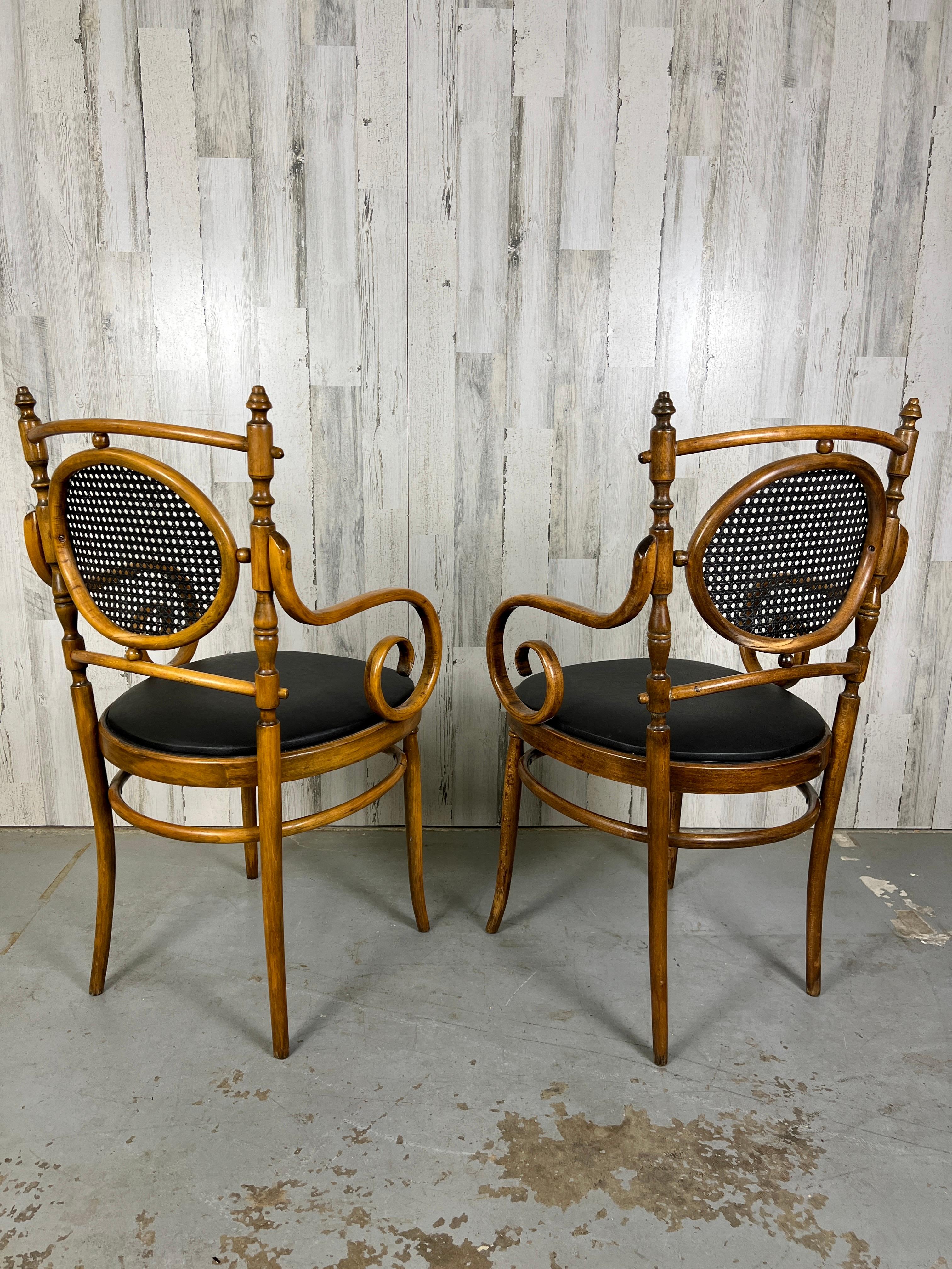 Pair of Salvatore Leone for Thonet Bentwood Cane Armchairs For Sale 5