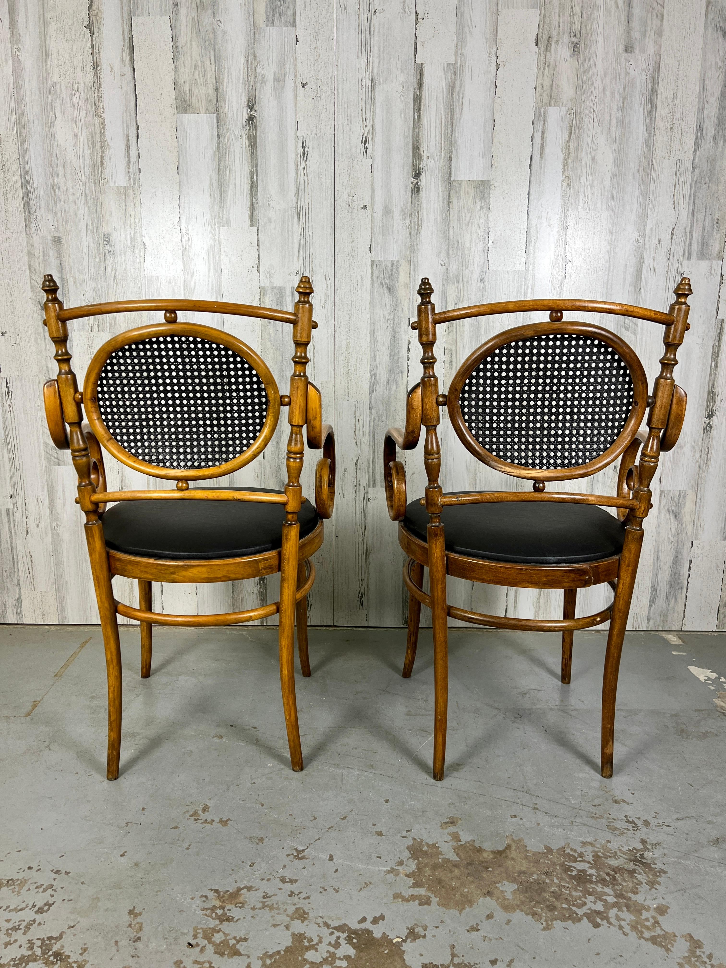 Pair of Salvatore Leone for Thonet Bentwood Cane Armchairs For Sale 6