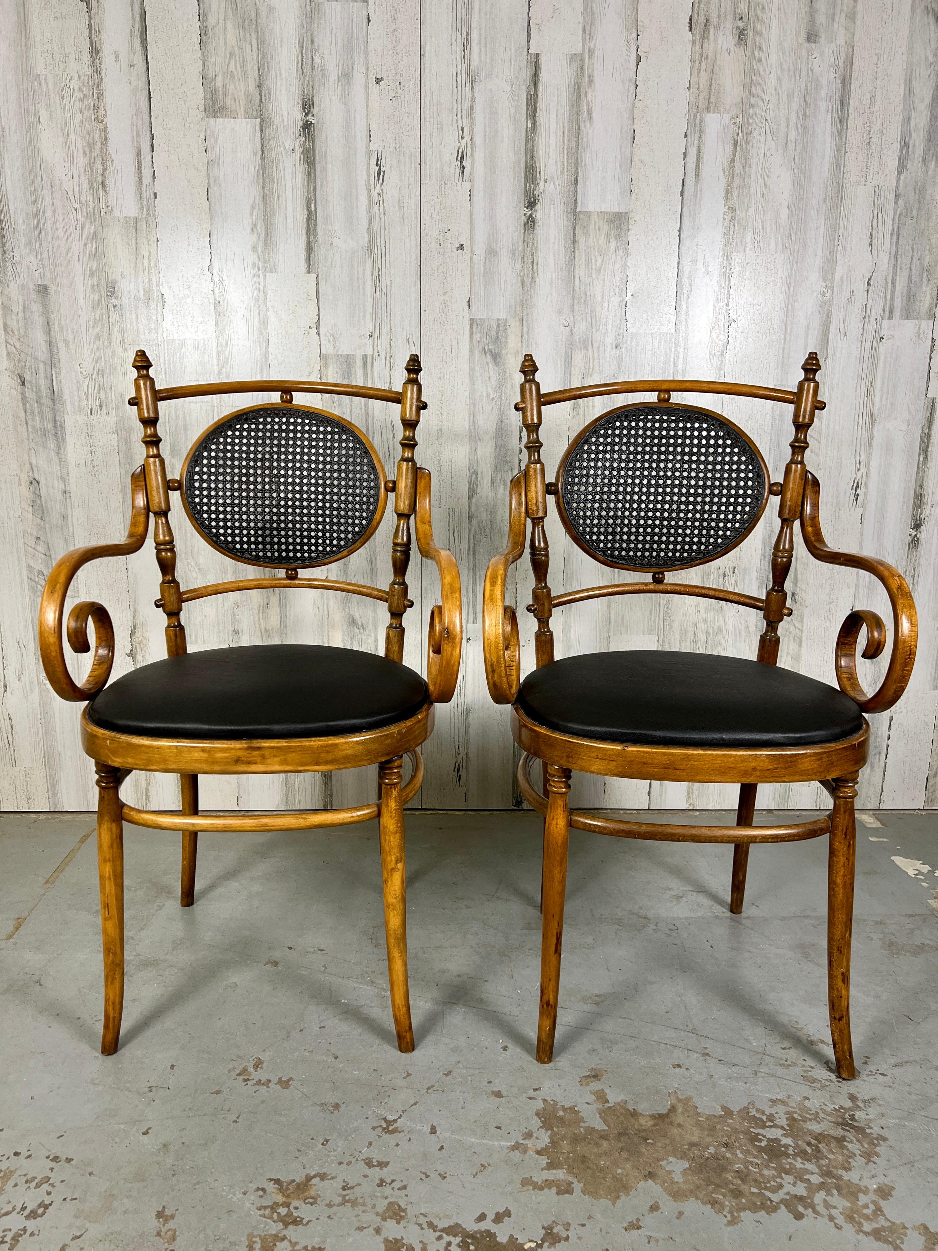 Pair of Salvatore Leone for Thonet Bentwood Cane Armchairs For Sale 7