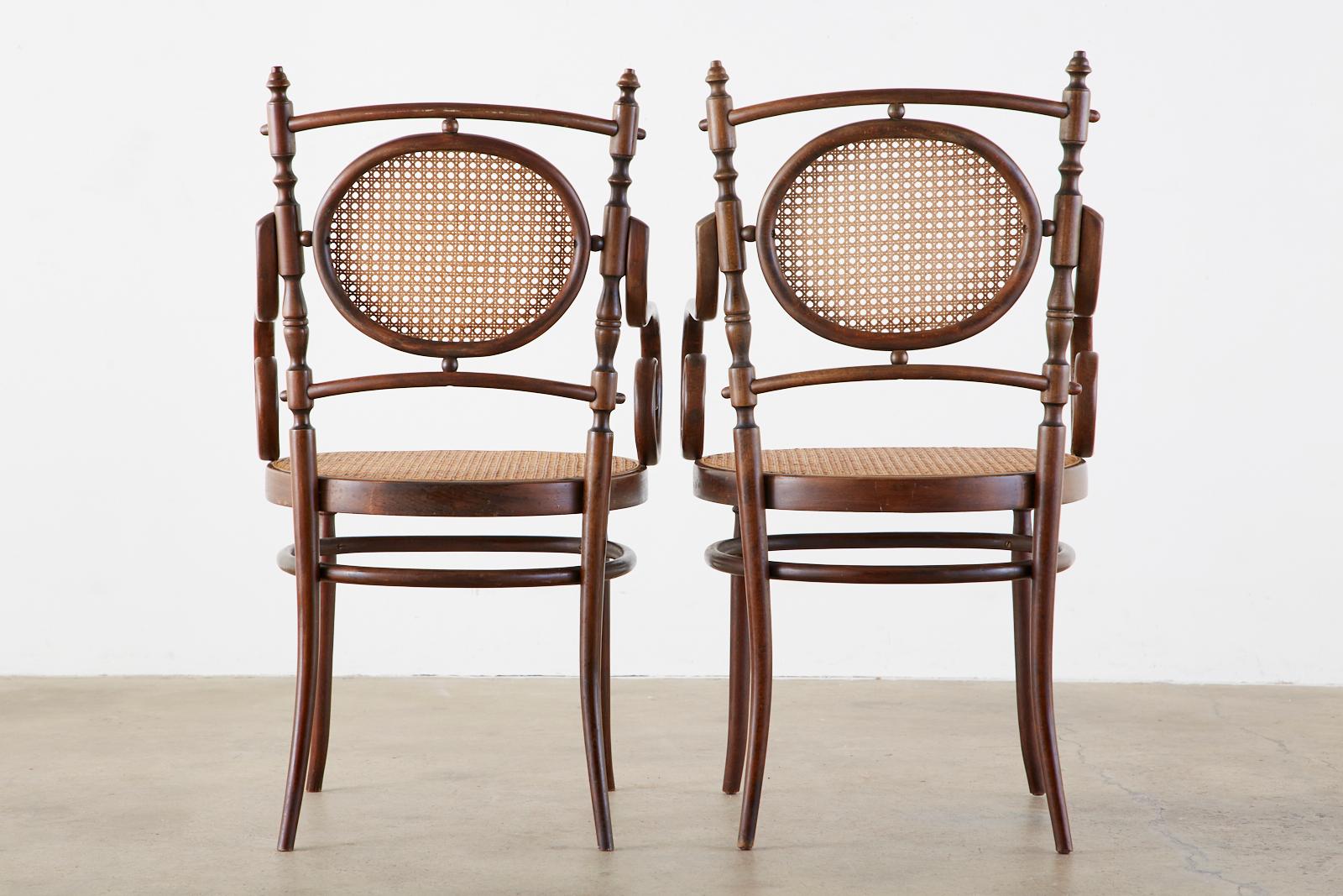 Pair of Salvatore Leone for Thonet Bentwood Cane Armchairs 11